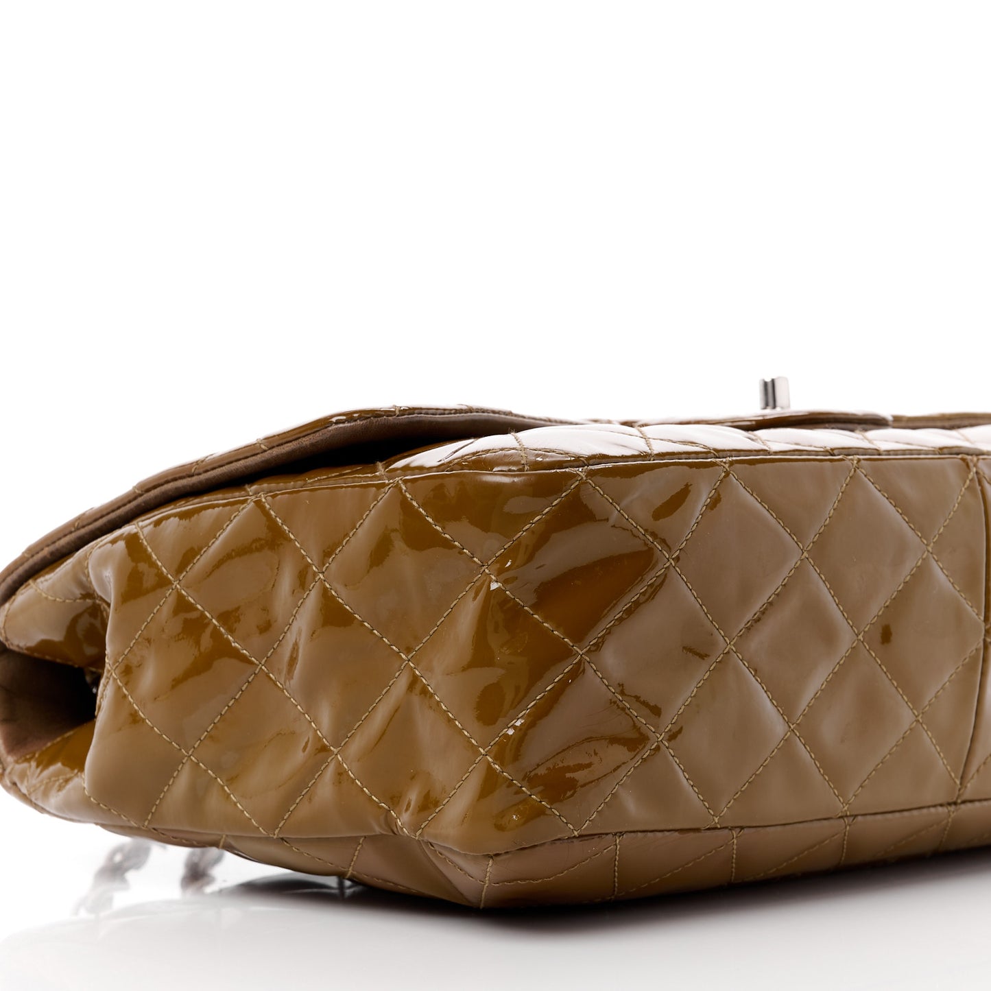 Patent Quilted Jumbo Single Flap Brown