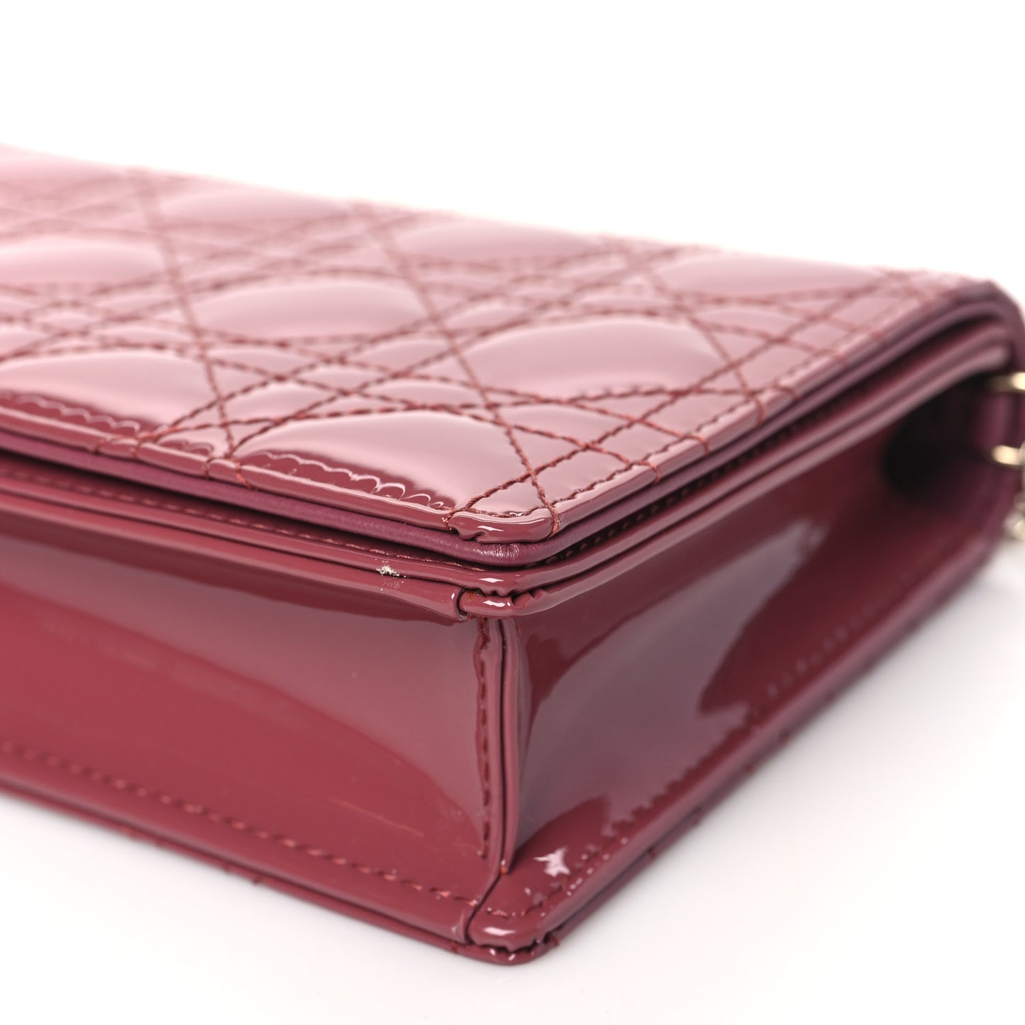 Patent Cannage Lady Dior Convertible Clutch Mallow Rose
