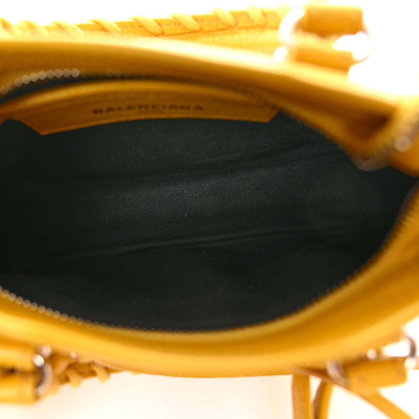 Chevre Silver Metallic Edge Hardware Nano City Jaune Epi