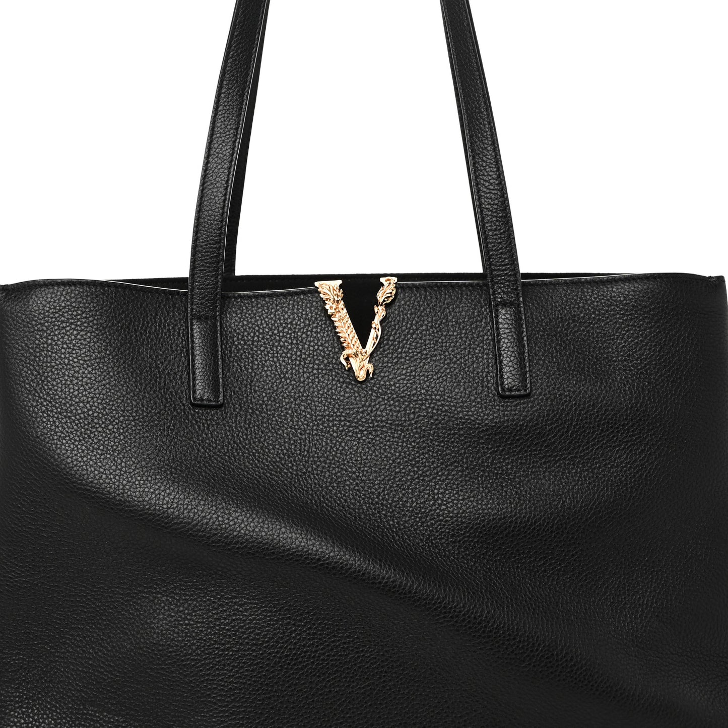 Grained Calfskin Virtus V Tote Black
