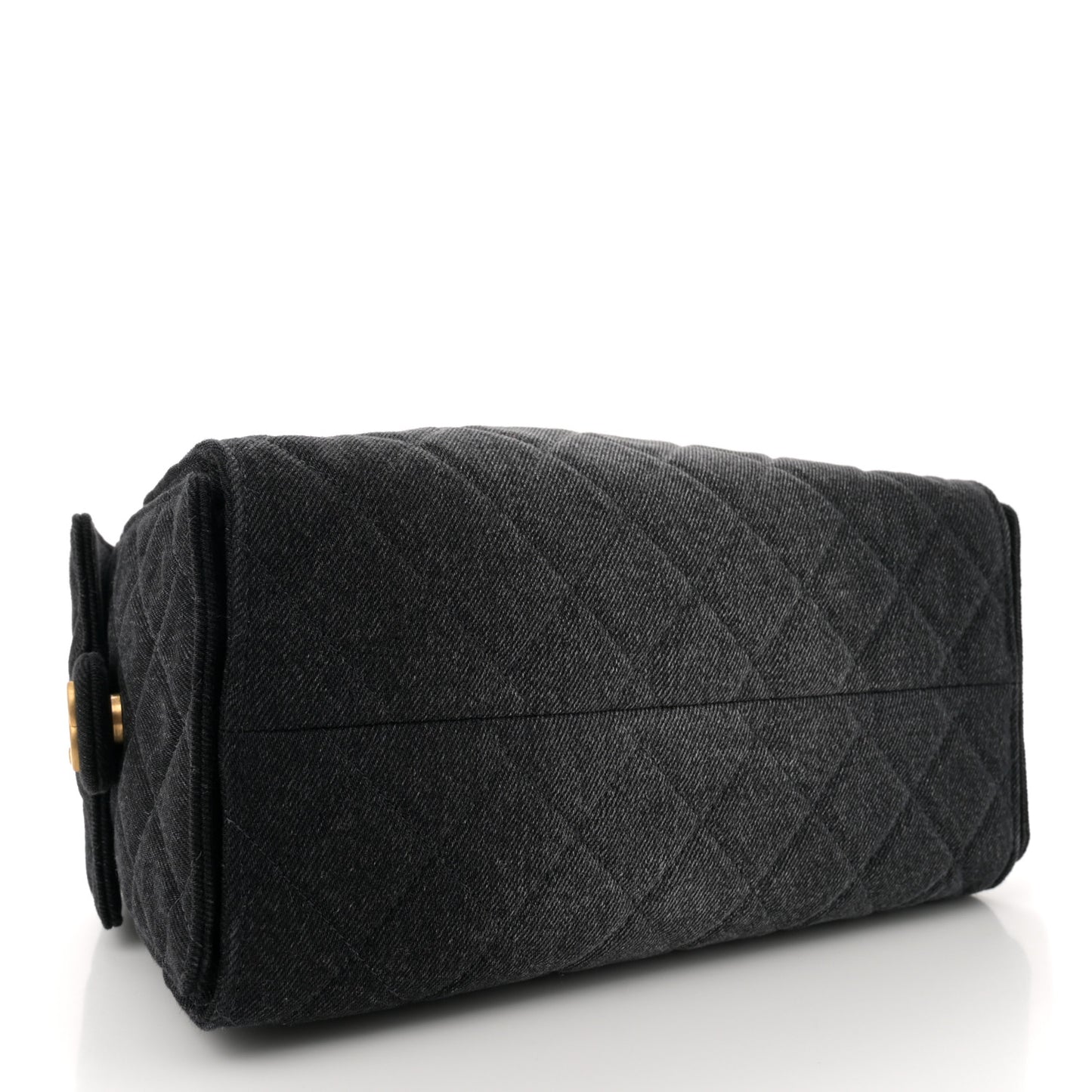 Washed Denim Quilted Small Chanel 25 Handbag Black