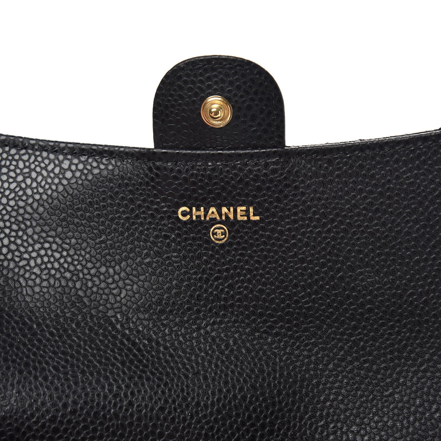 Caviar Quilted Large Gusset Flap Wallet Black