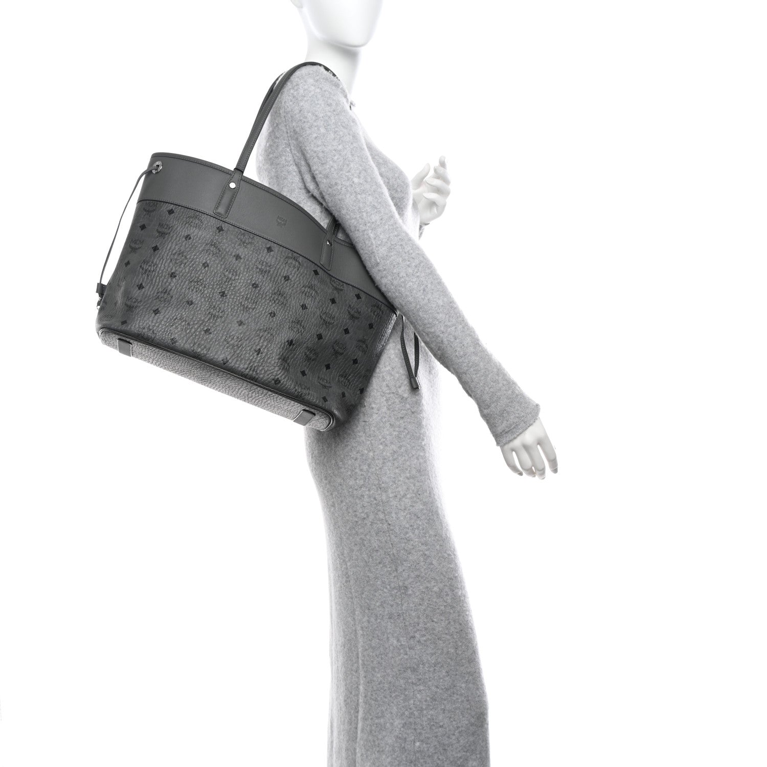 MCM Visetos Medium Aren Shopper Tote Grey 2 of 10