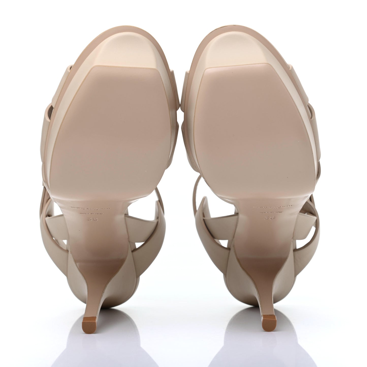 Calfskin Tribute 75 Platform Sandals 38 Nude Powder