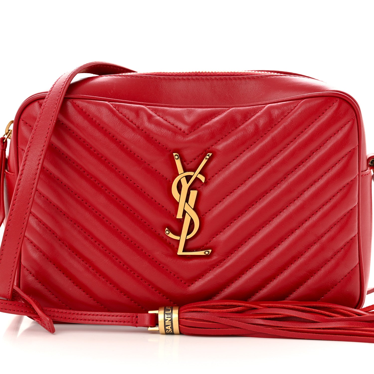 Saint Laurent Calfskin Matelasse Monogram Lou Camera Bag Opyum Red 8 of 14