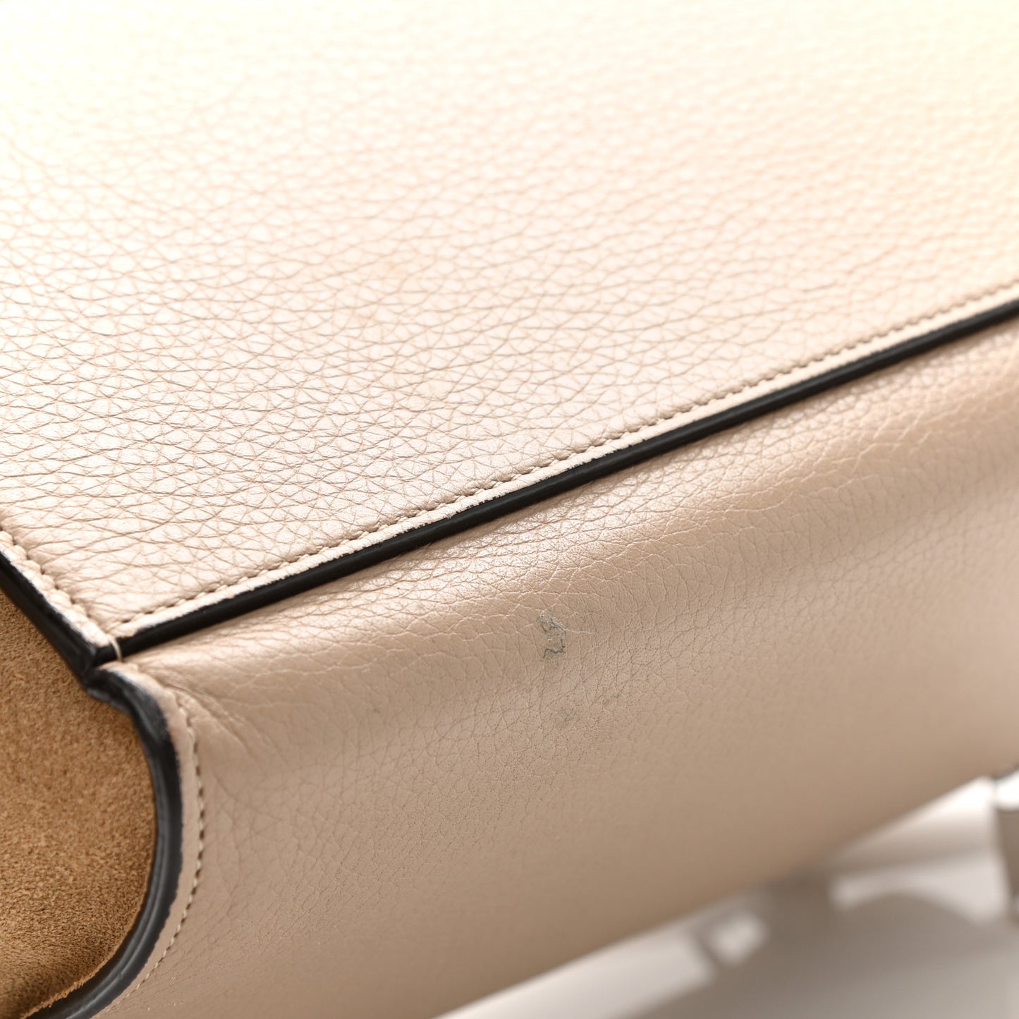 Drummed Calfskin Suede Small Trapeze Dune