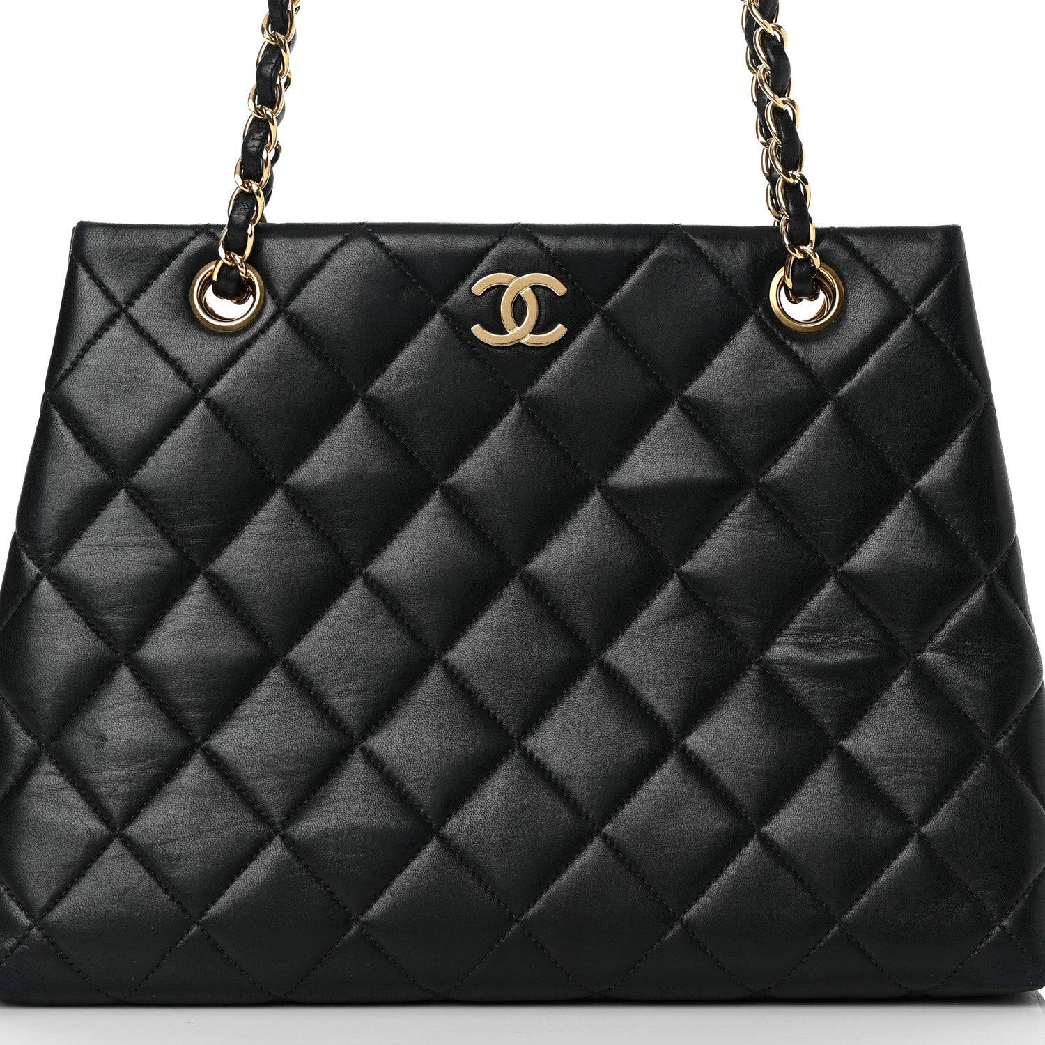 Chanel Lambskin Quilted Shopping Tote Black 7 of 16