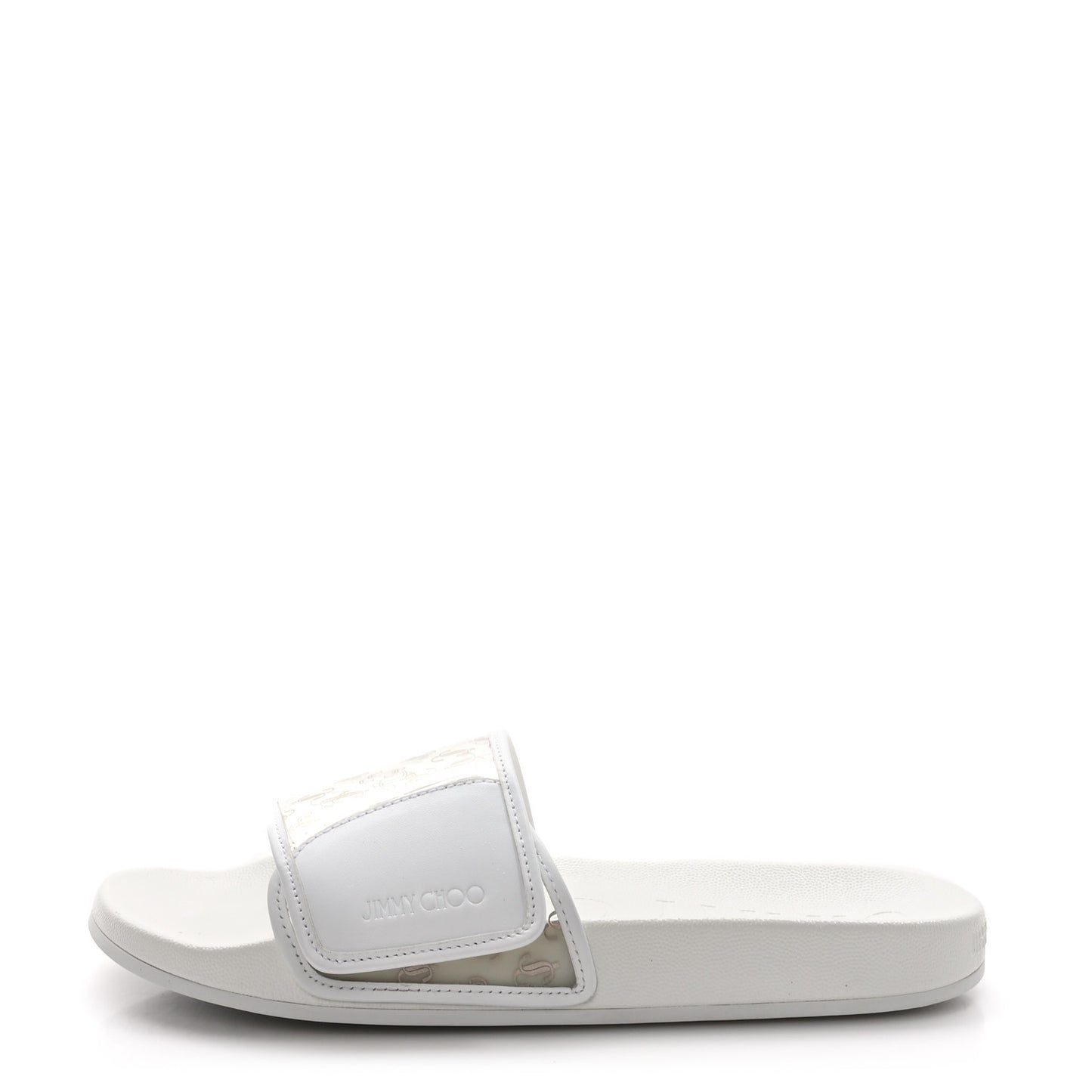 Plexi Lambskin Logo Print Fitz Slide Sandals 40 White
