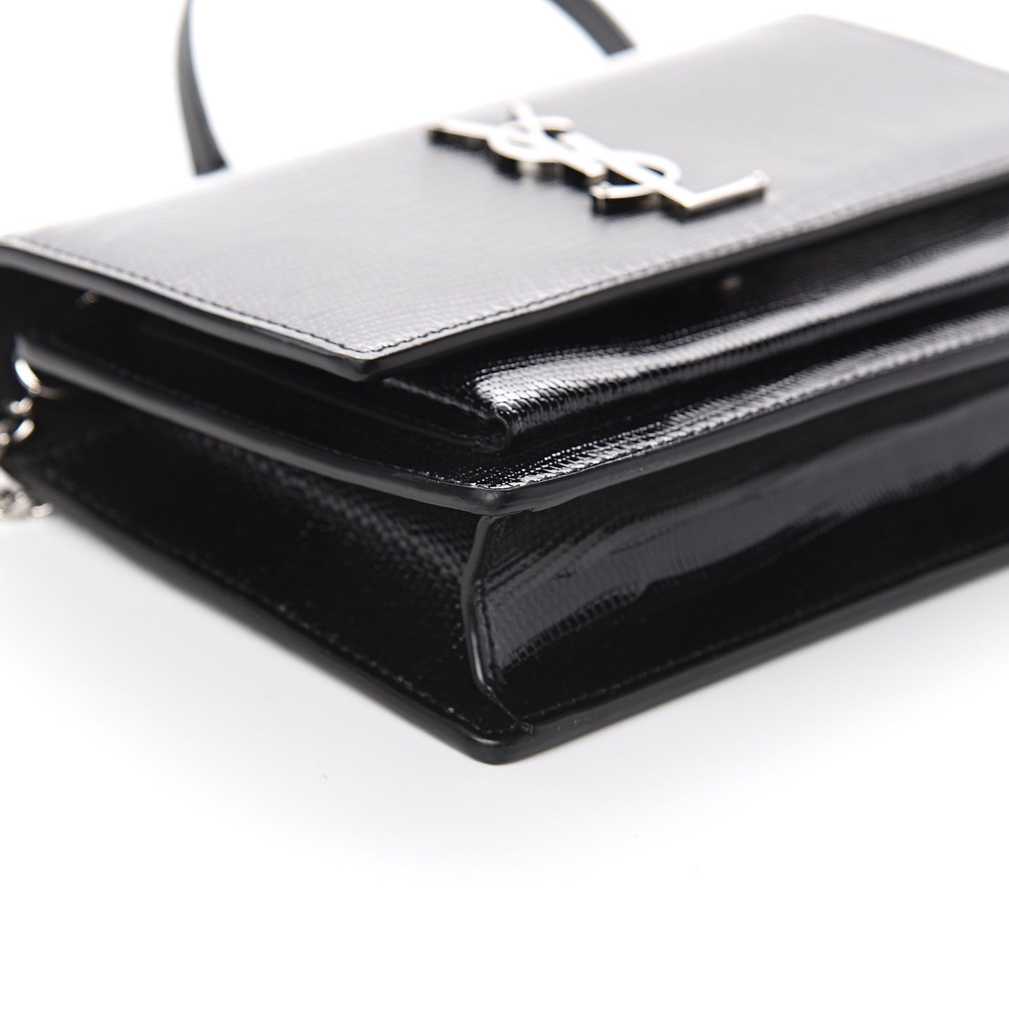 Calfskin Lizard Embossed Monogram Sunset Chain Wallet Black