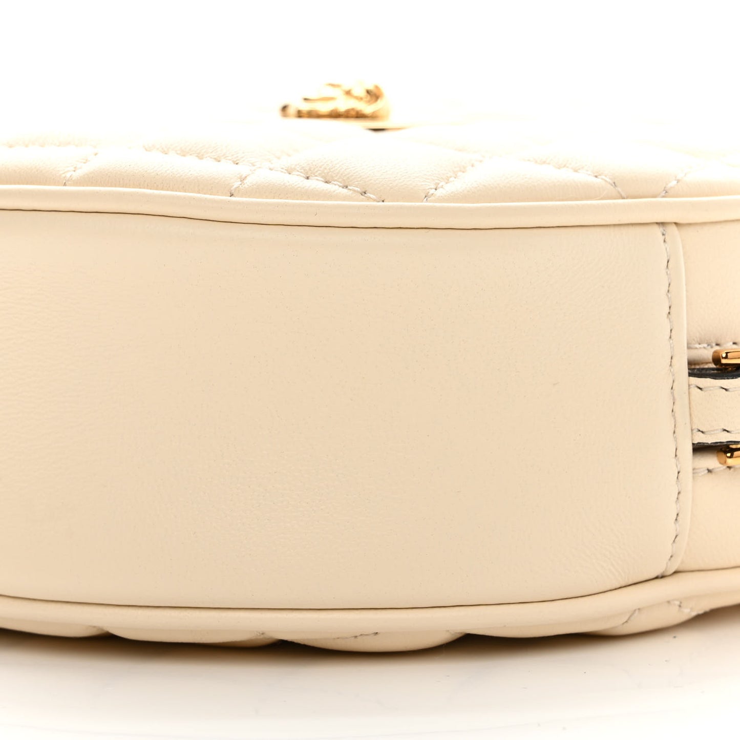 Nappa Quilted La Medusa Round Camera Bag White