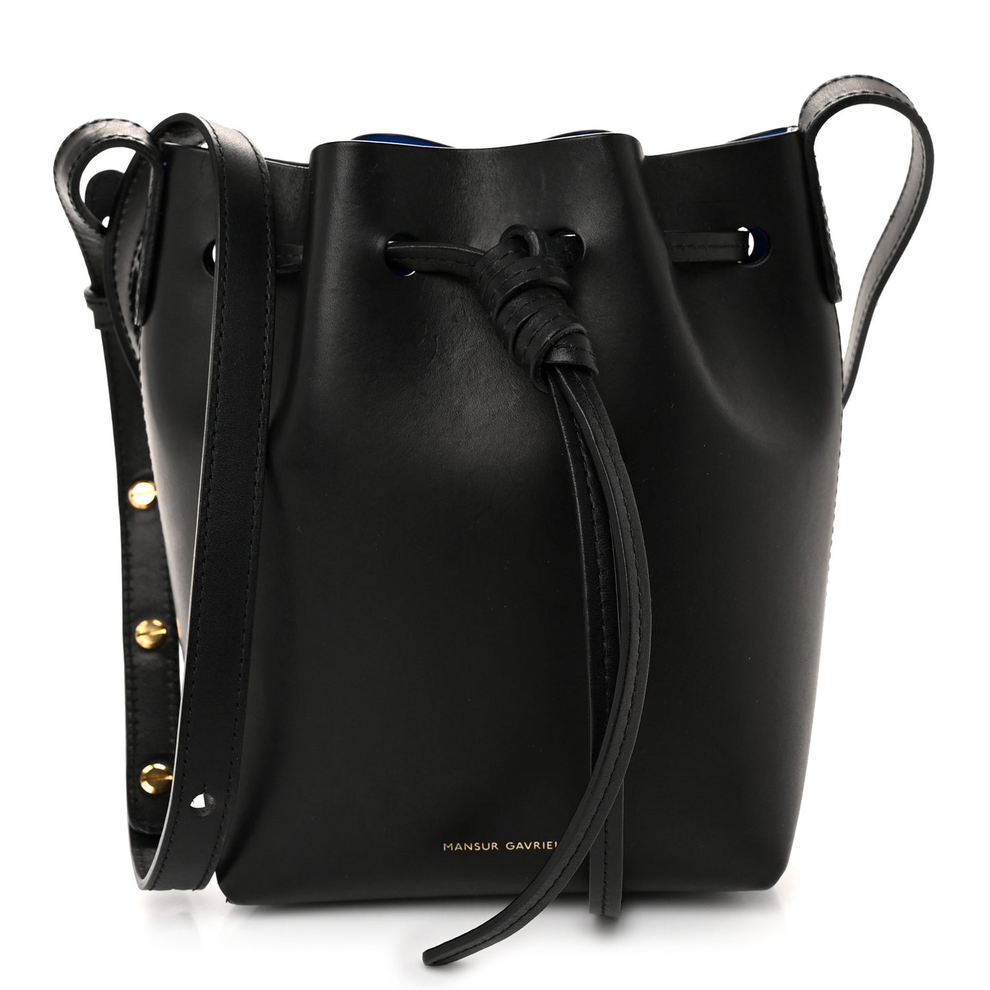 Calfskin Mini Mini Bucket Bag Black Royal Blu