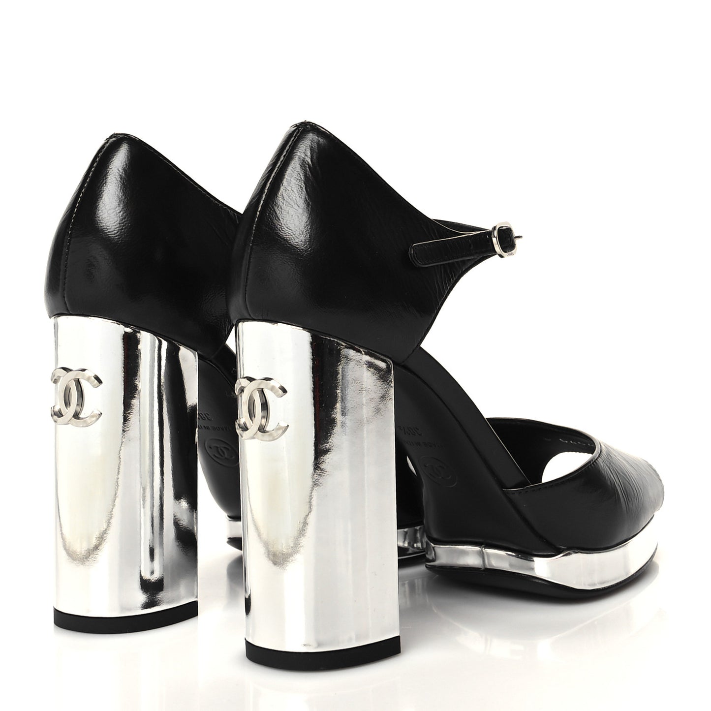 Shiny Lambskin Sandals 38.5 Black