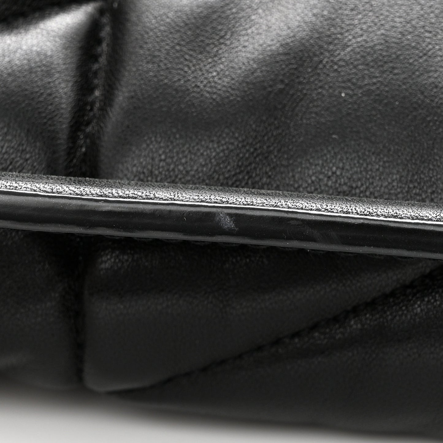 Lambskin Quilted Medium Loulou Puffer Monogram Chain Satchel Black