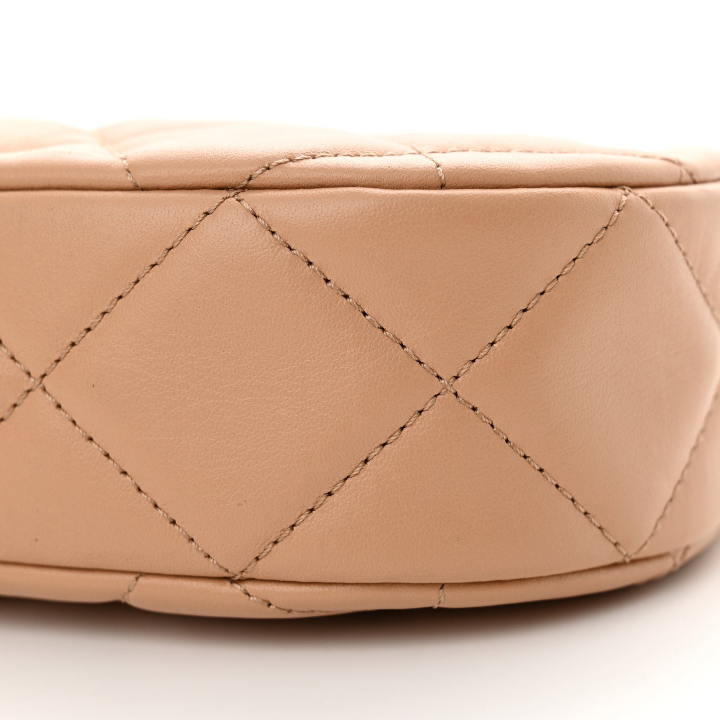 Crumpled Calfskin Quilted Braided CC Hobo Beige