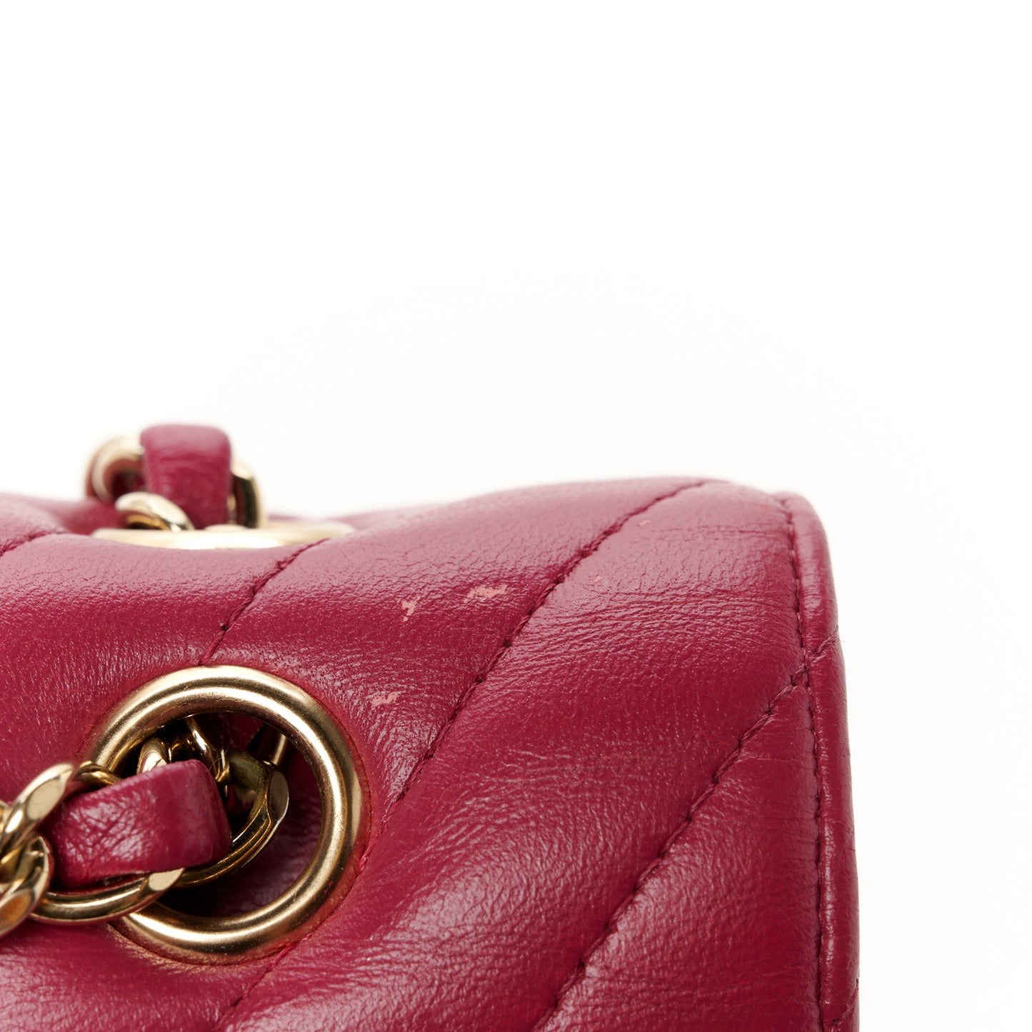 Lambskin Chevron Quilted Medium Double Flap Dark Pink