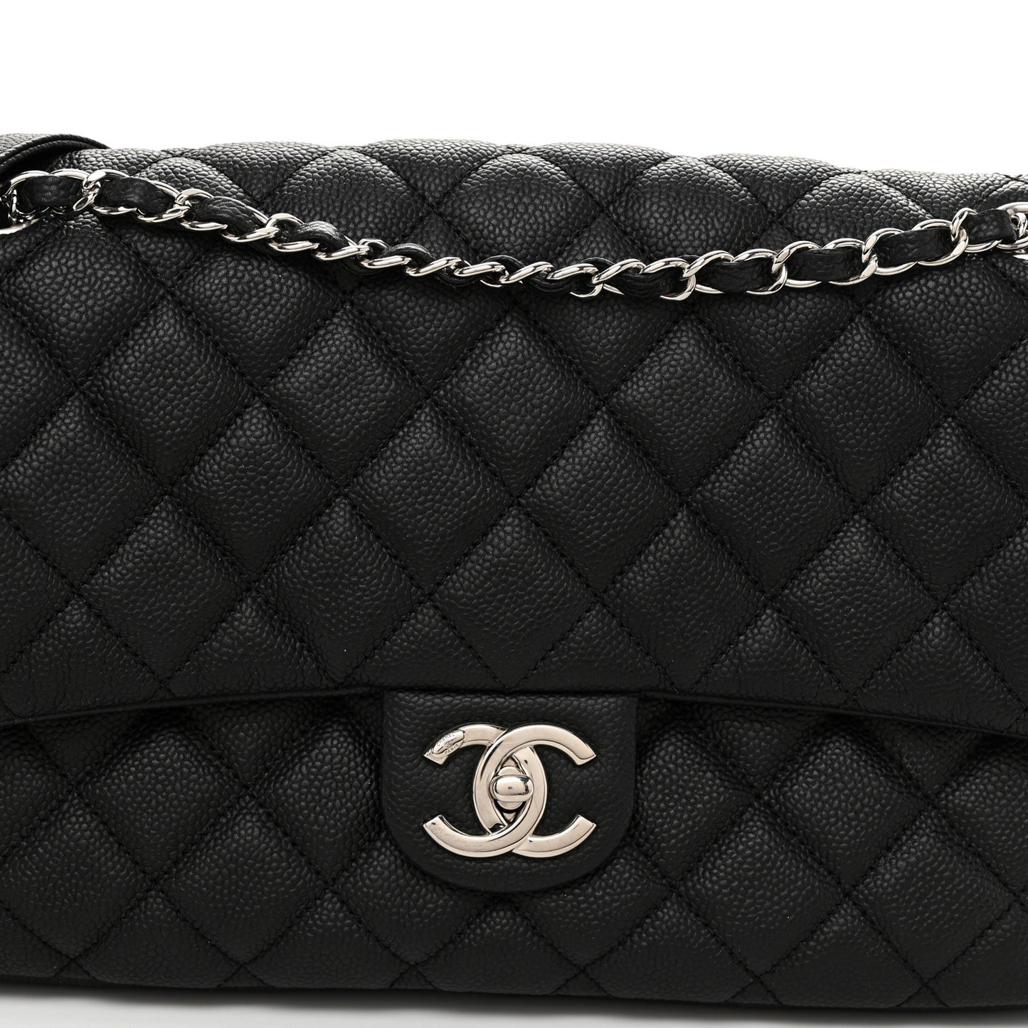 Caviar Quilted Jumbo Easy Flap Black