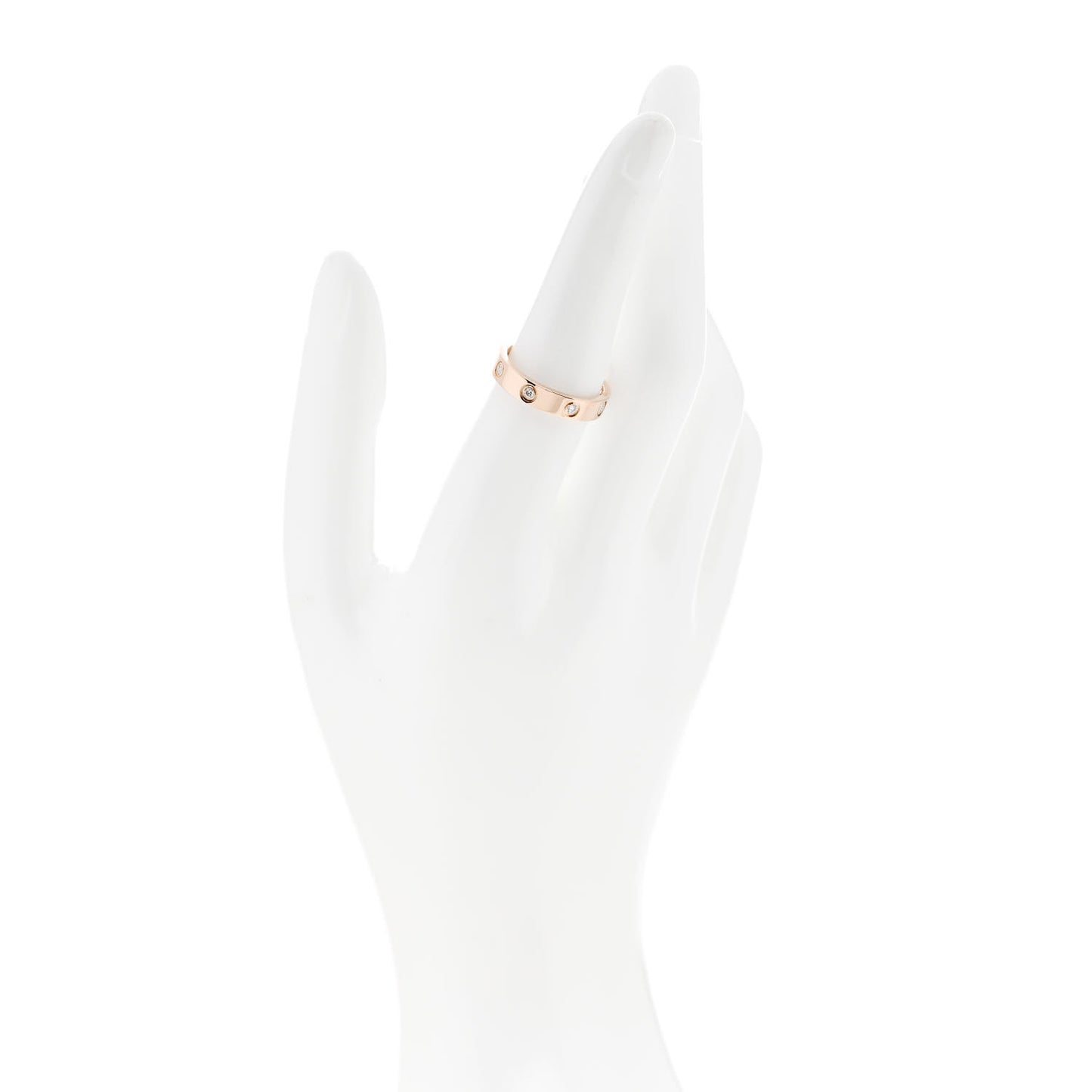 18K Pink Gold 8 Diamond 4mm LOVE Wedding Band Ring 55 7.25