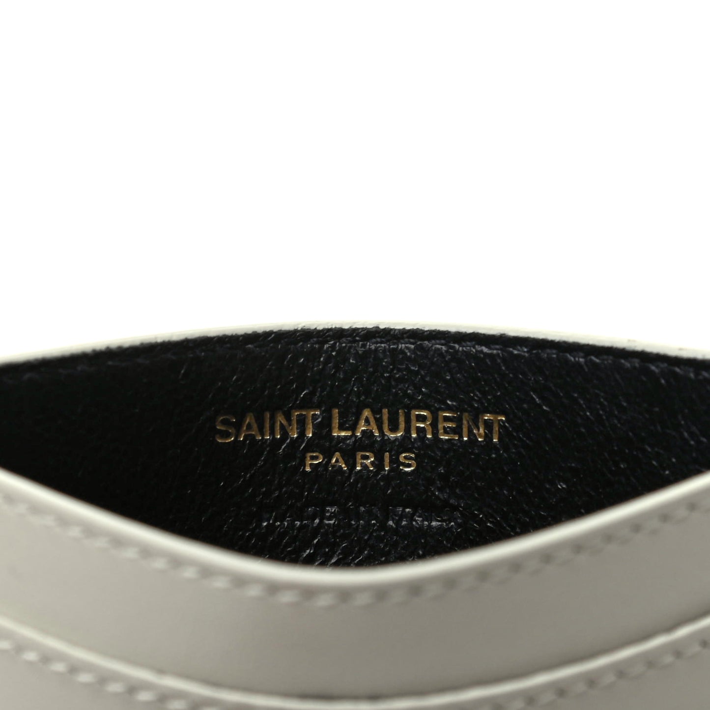 Calfskin Star Print Card Case White