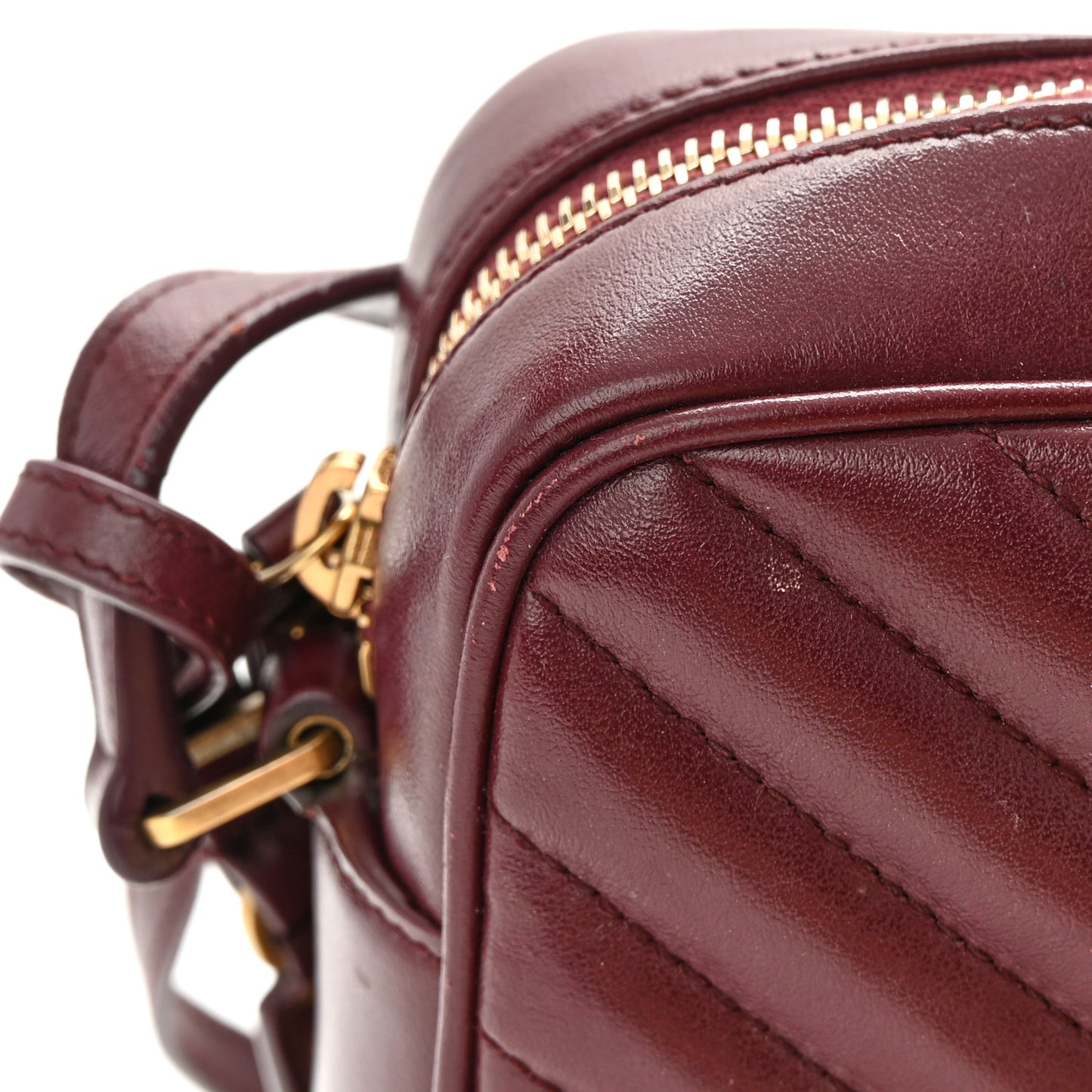 Calfskin Matelasse Monogram Lou Camera Bag Dark Legion Red