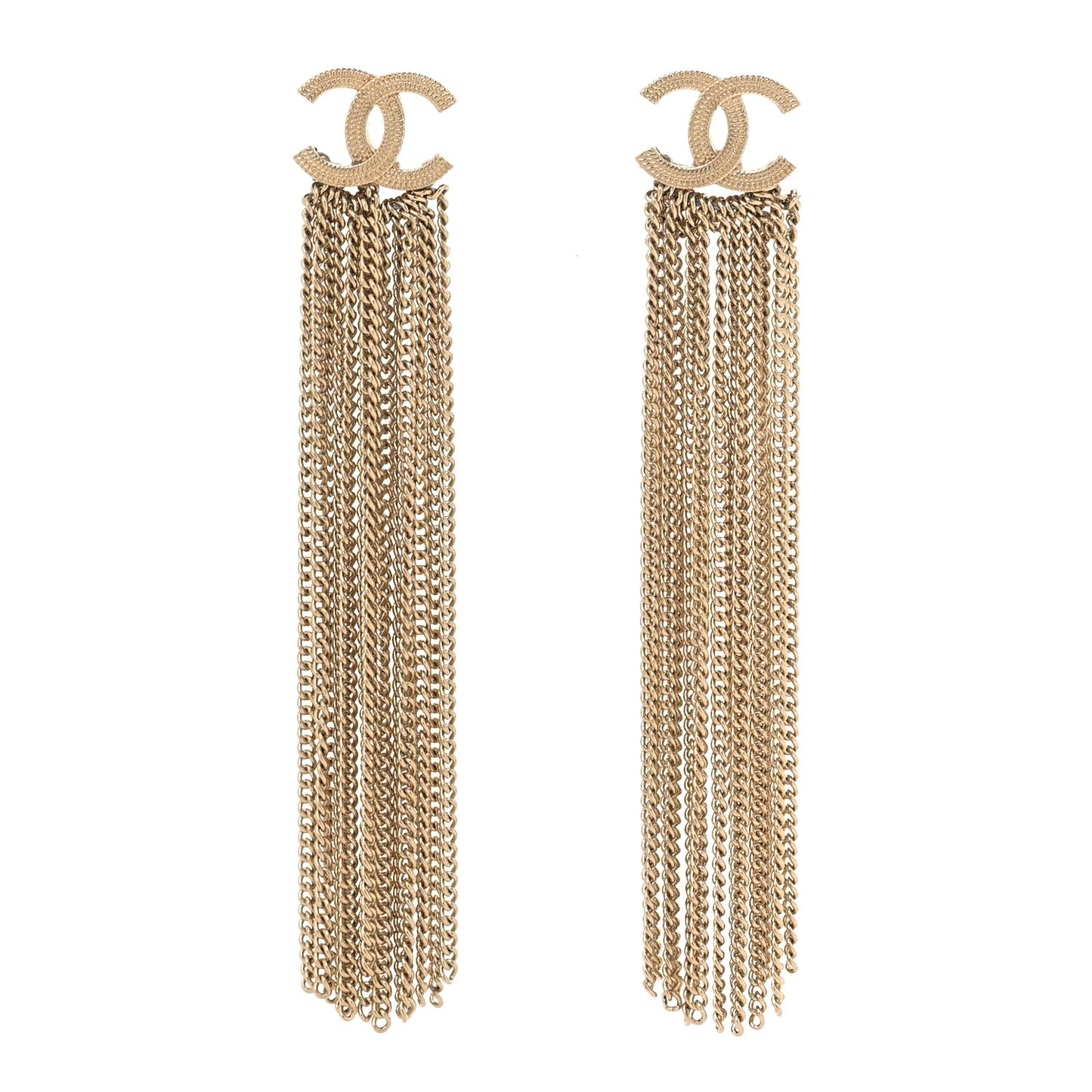 Metal CC Multi Strand Chain Drop Earrings Gold