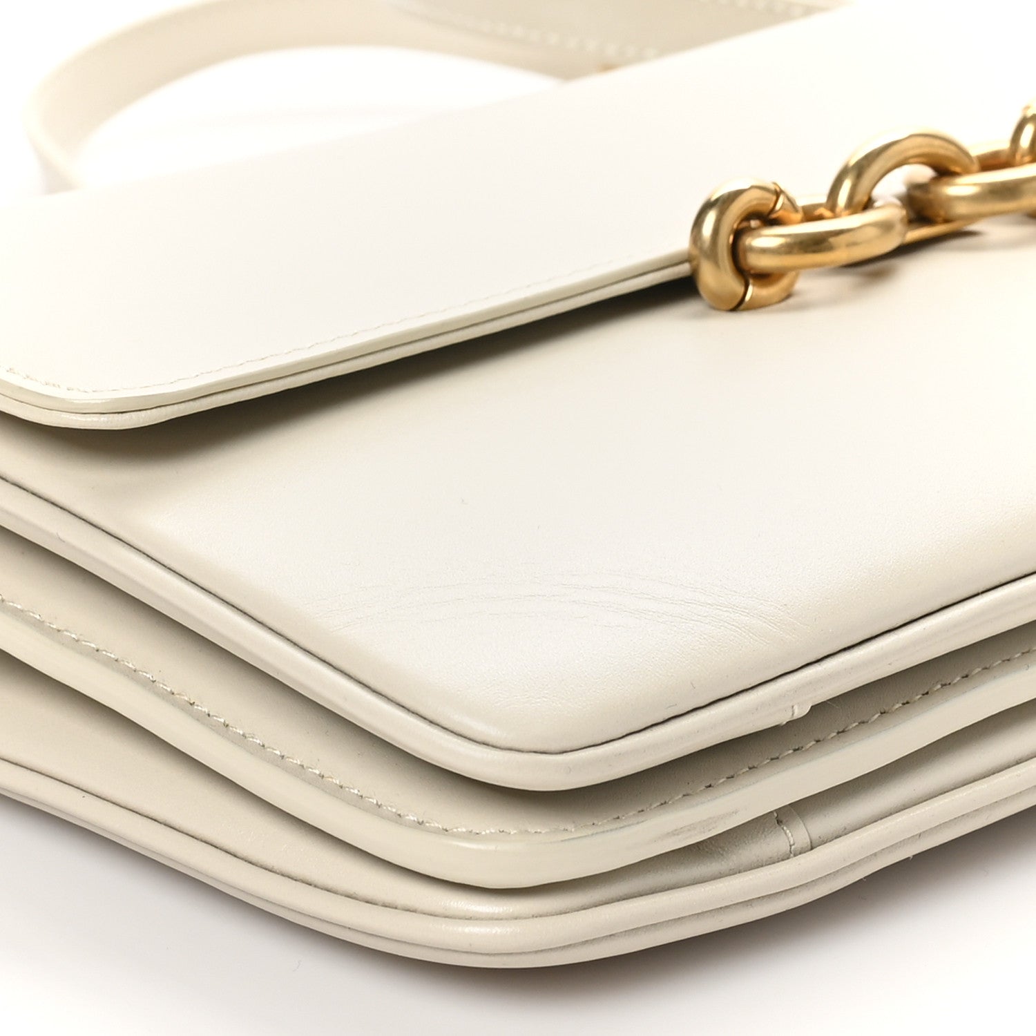 Saint Laurent Smooth Calfskin Le Maillon Satchel Crema Soft 9 of 12