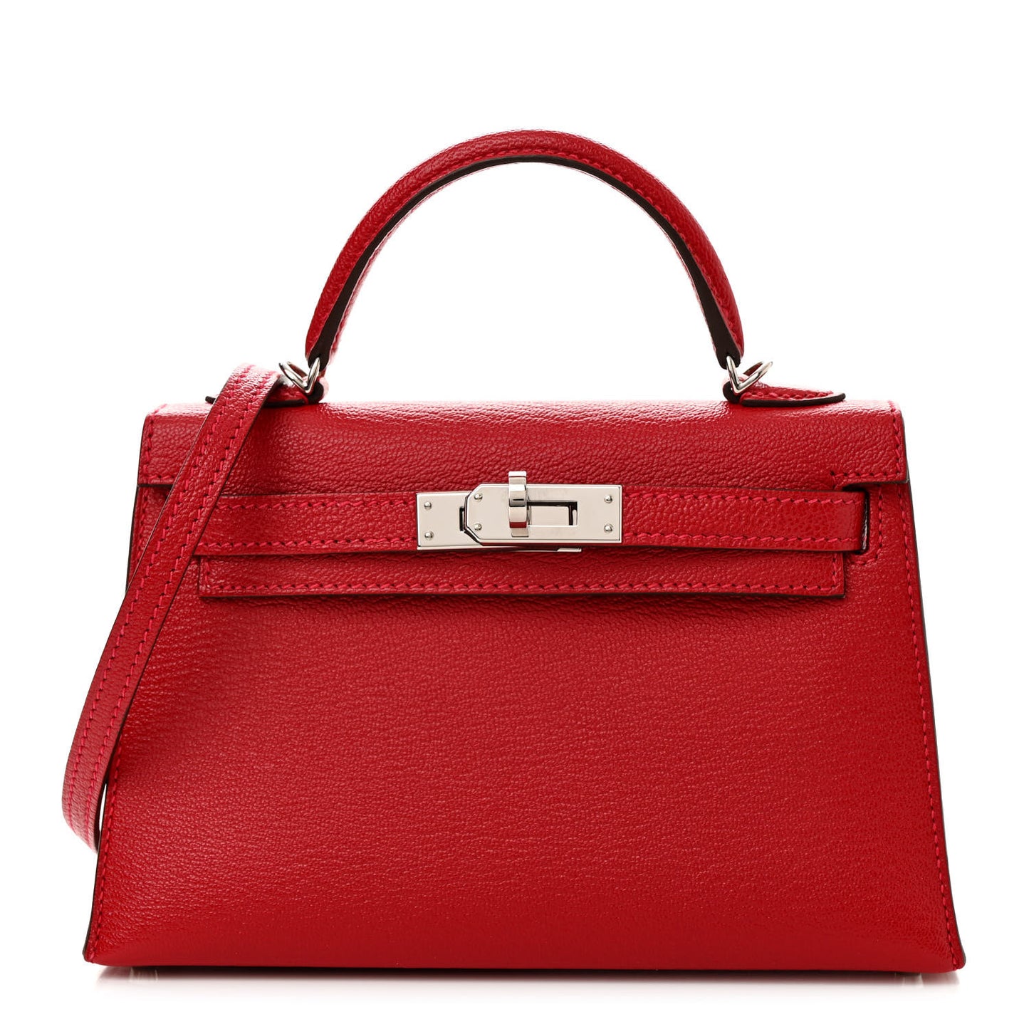 Chevre Mysore Verso Mini Kelly Sellier 20 Rouge Vif Rose Confetti