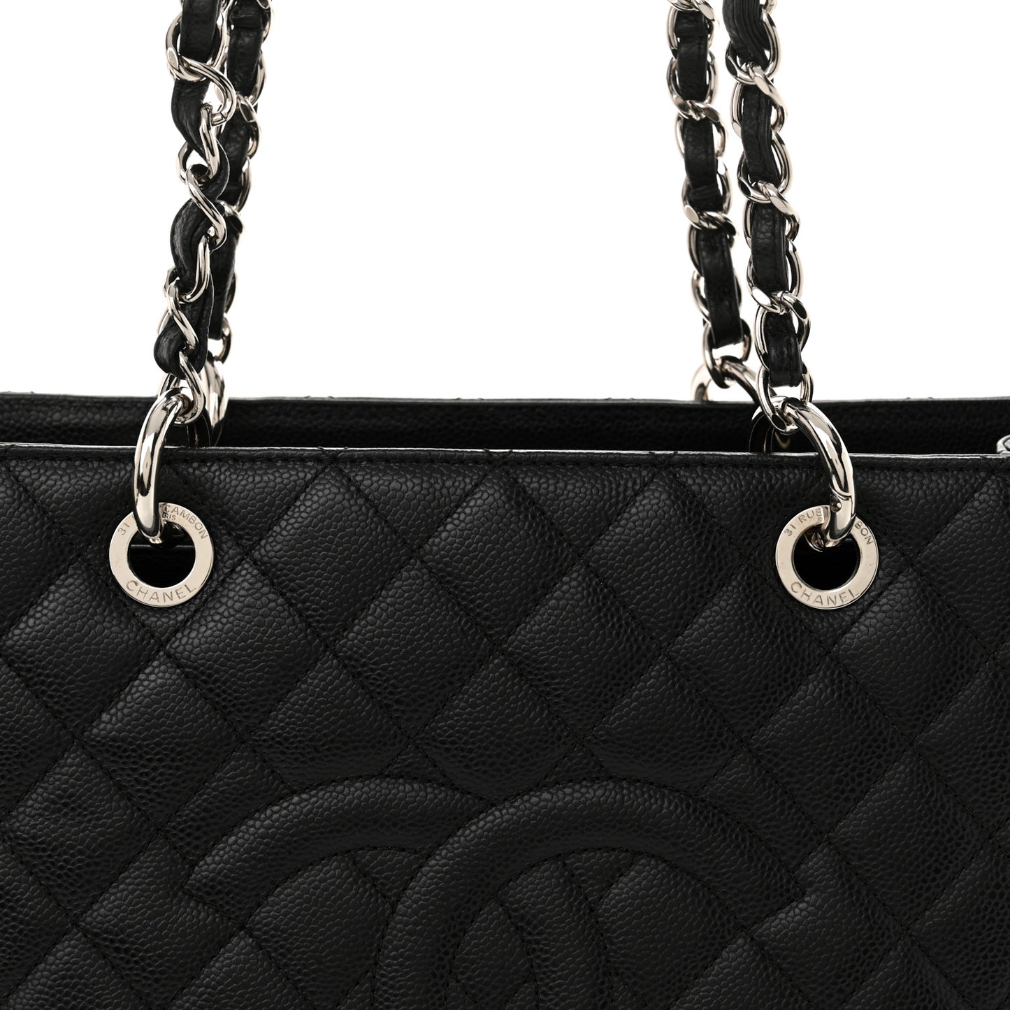 Caviar Quilted Grand Shopping Tote GST Black