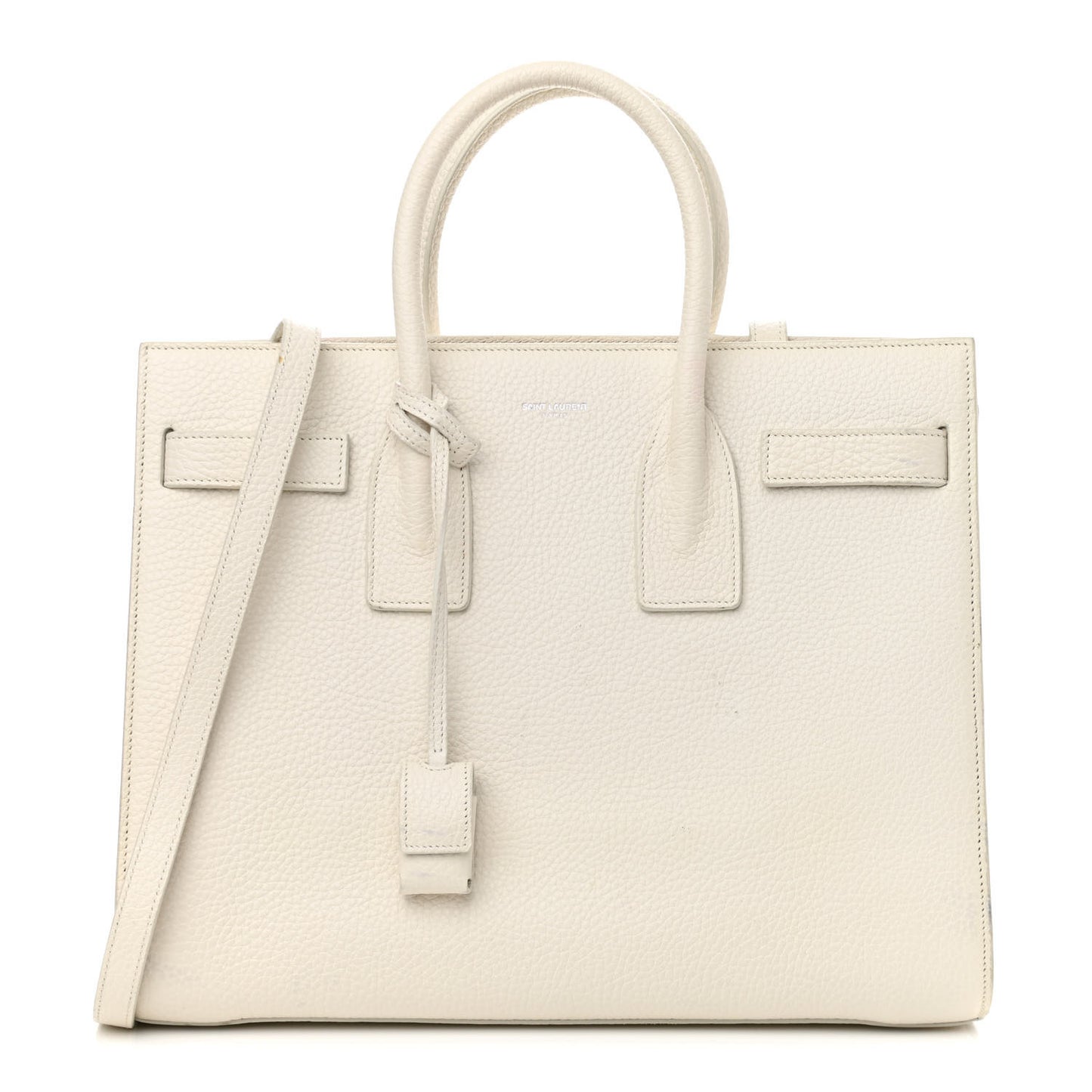 Grained Calfskin Small Sac De Jour Dove White