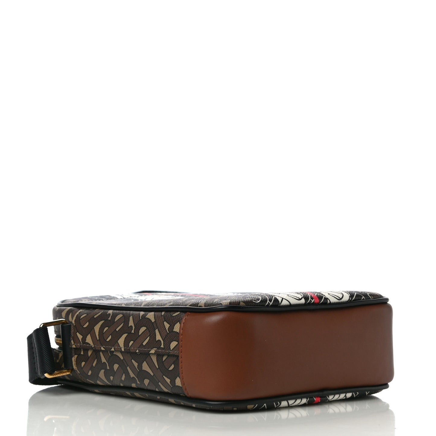 E-Canvas Monogram Stripe Messenger Bag Brown