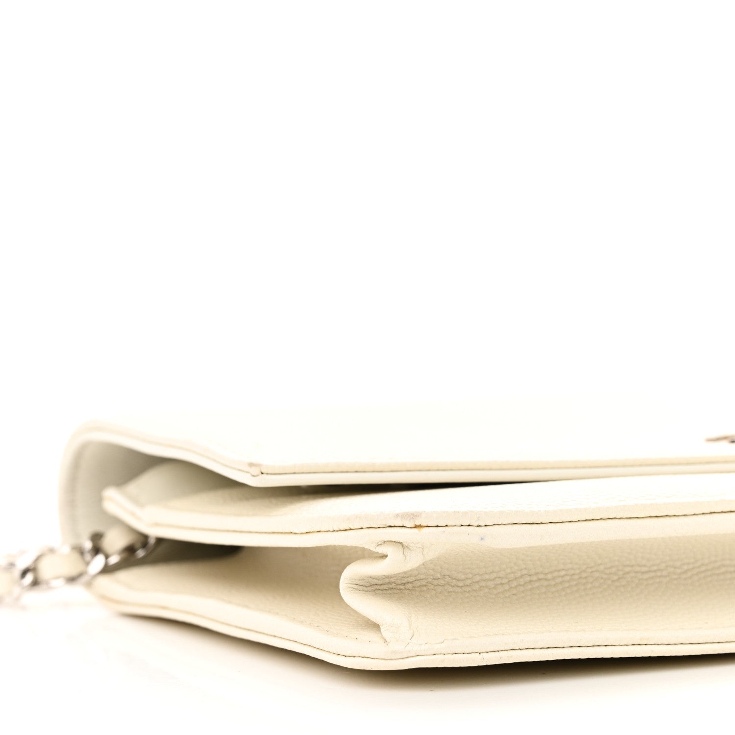 Chanel Metallic Caviar Sevruga Wallet on Chain WOC White 10 of 11