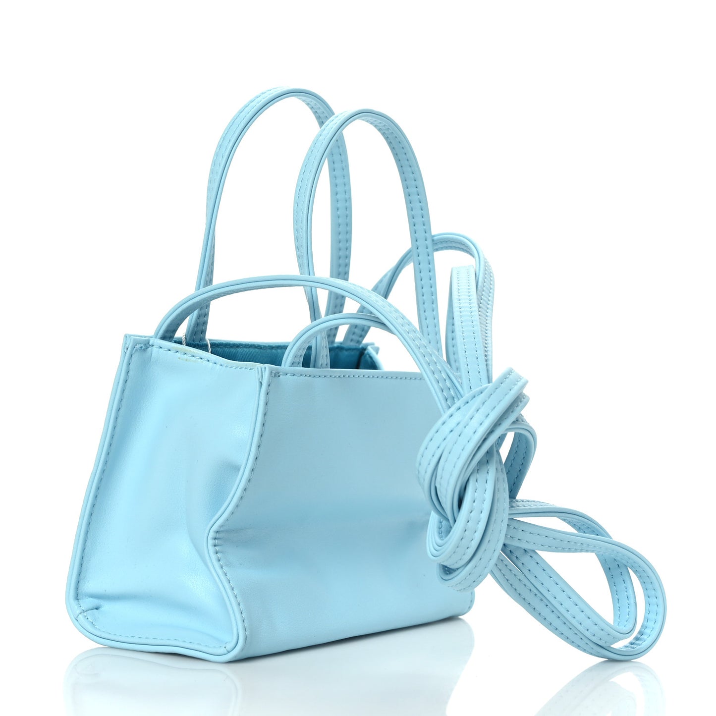 Vegan Leather Small Shopping Bag Pool Blue