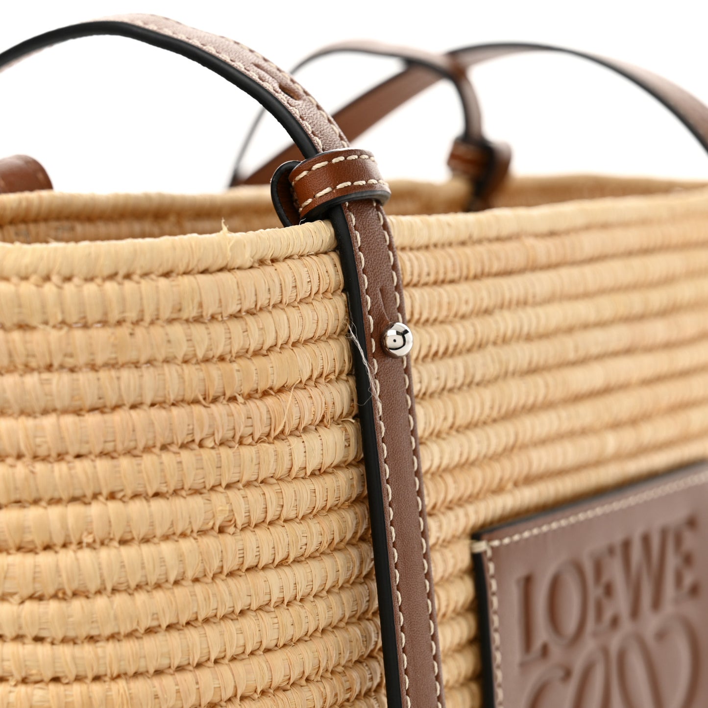 Raffia Small Square Basket Tote Bag Natural Tan