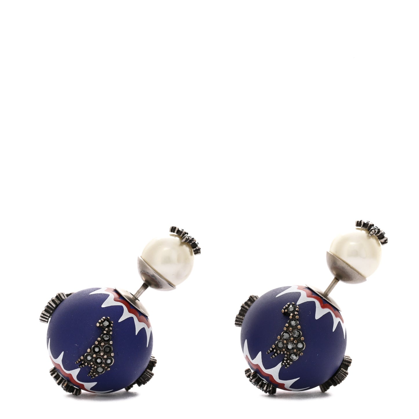 Crystal Mise En Dior Tribal Earrings Matte Blue