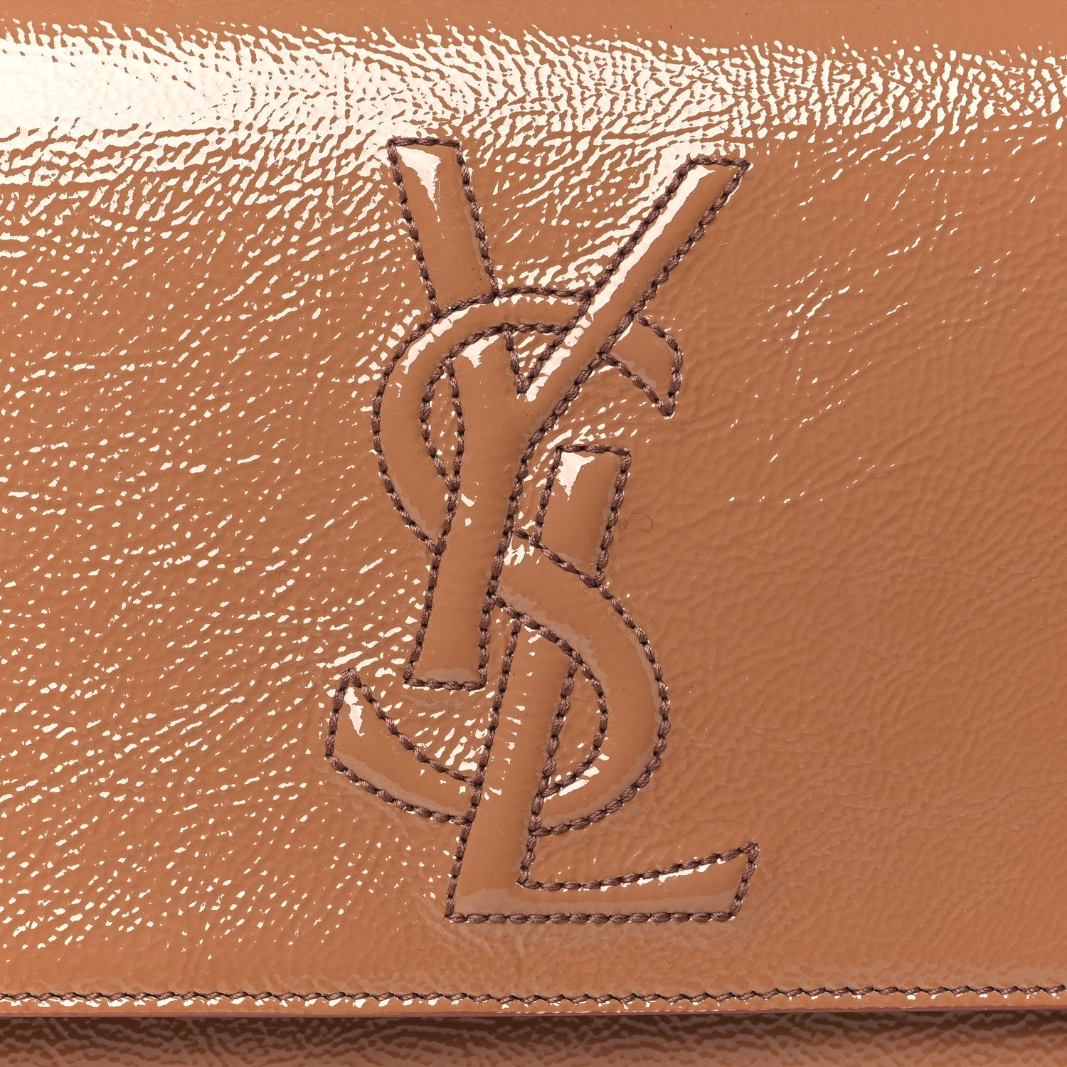 Saint Laurent Textured Patent Monogram Large Belle De Jour Clutch Tobacco 7 of 10