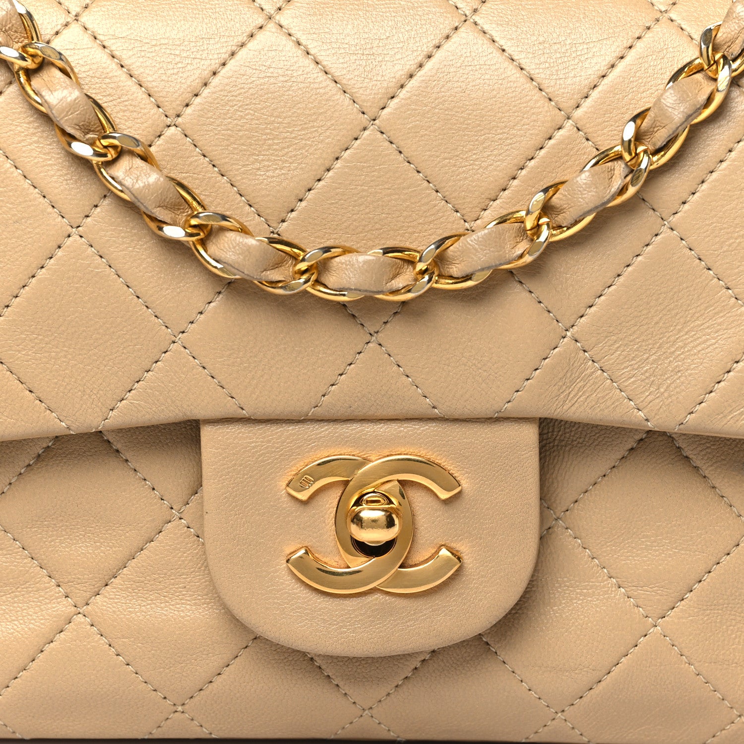 Chanel Lambskin Quilted Small Double Flap Beige 8 of 14