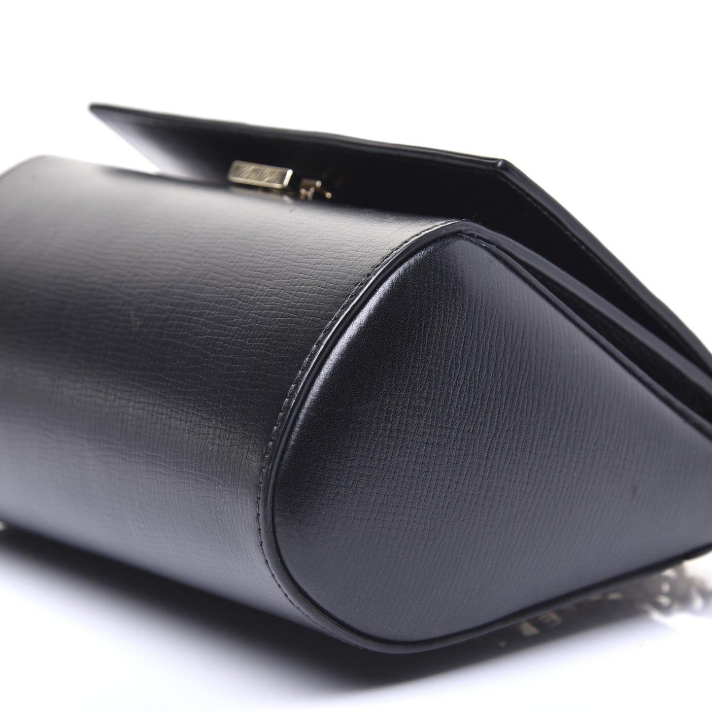 Textured Calfskin Mini Pandora Box Chain Crossbody Bag Black
