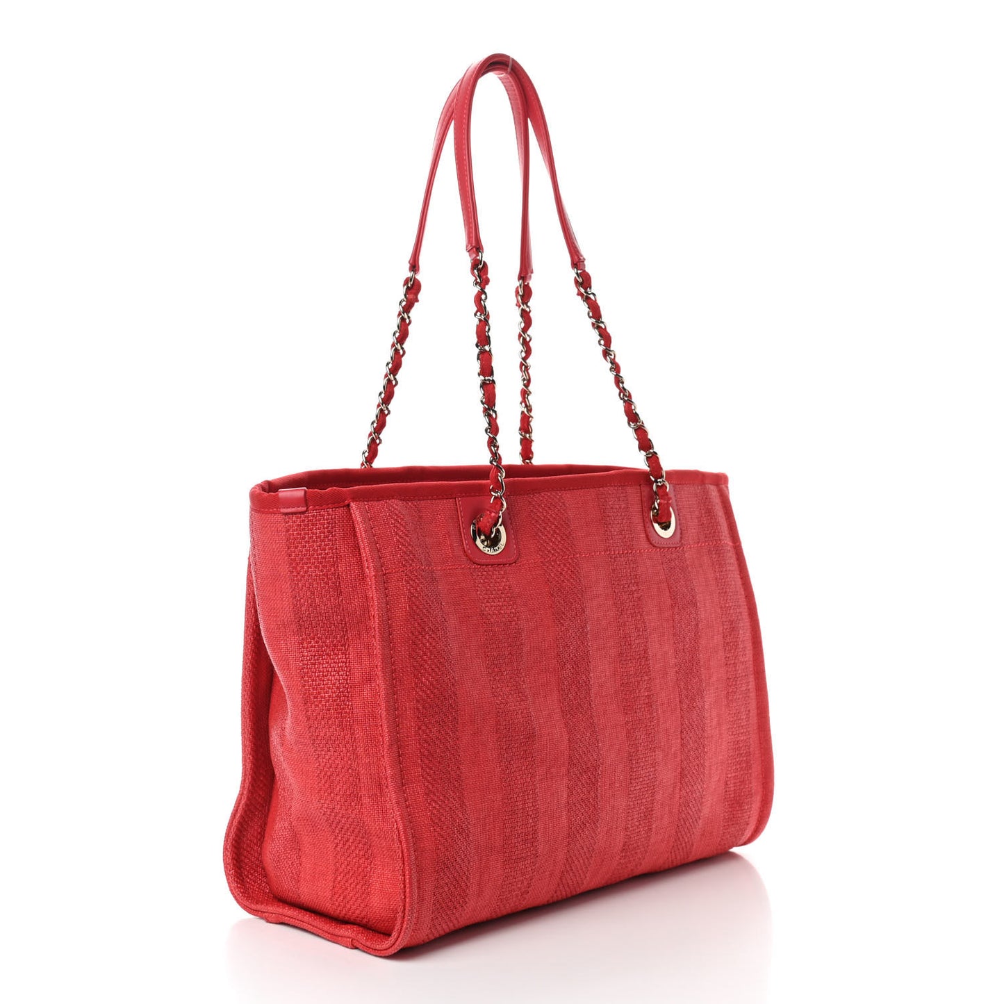 Mixed Fibers Striped Small Deauville Tote Red