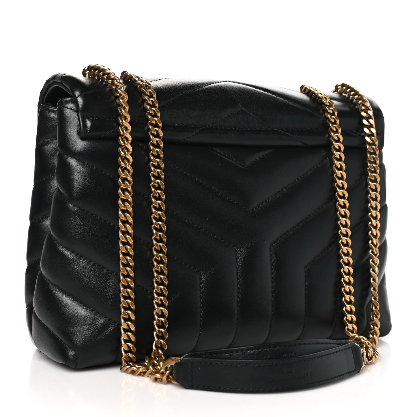 Calfskin Y Quilted Monogram Small Loulou Chain Satchel Black