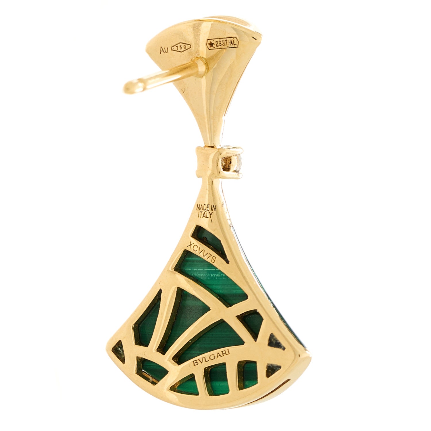 Bulgari 18K Yellow Gold Diamond Malachite Divas' Dream Earrings 4 of 4