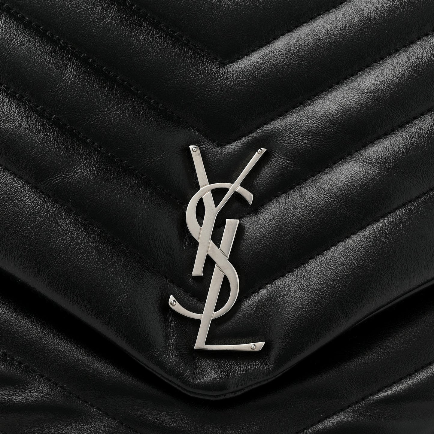 Calfskin Y Quilted Monogram Large Loulou Chain Satchel Black