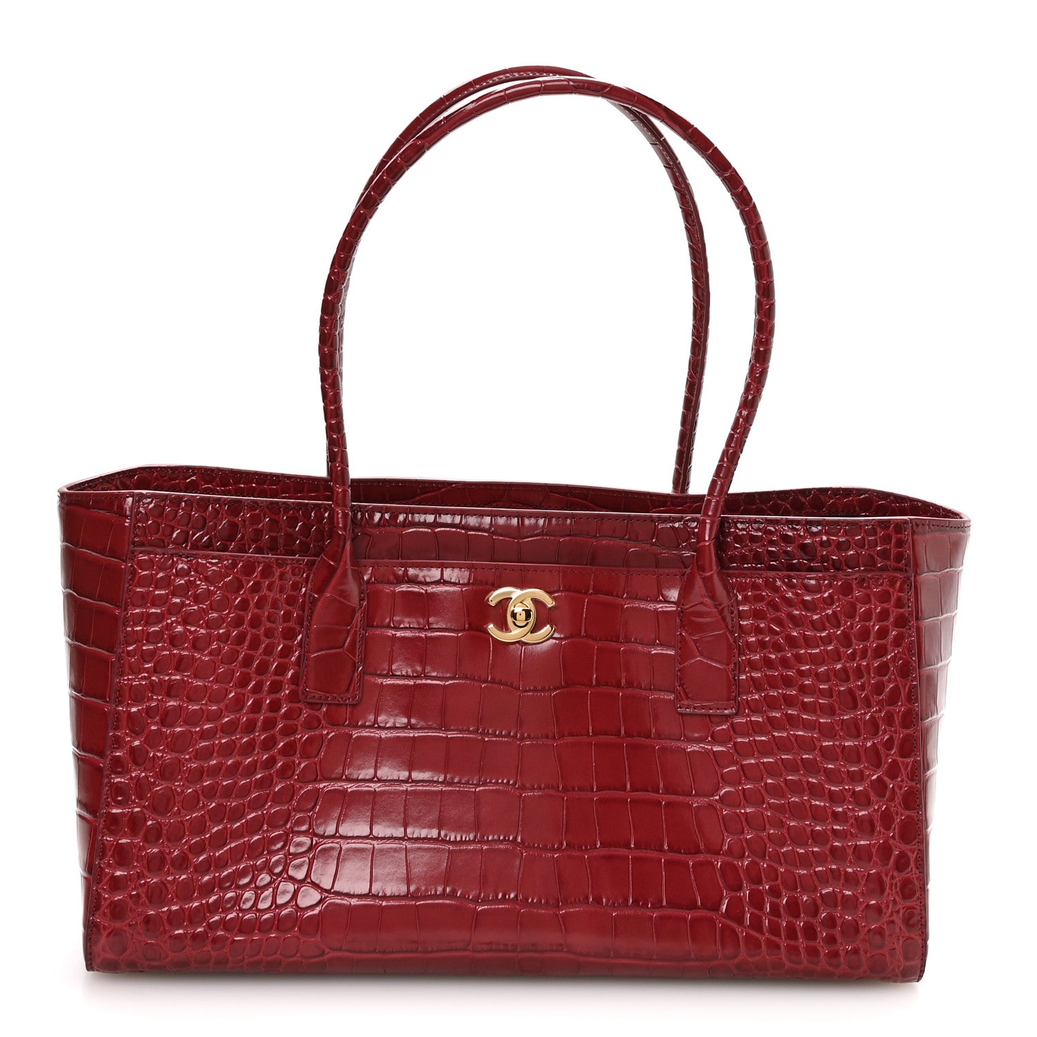 Chanel Calfskin Crocodile Embossed Archetype Small Shopping Tote