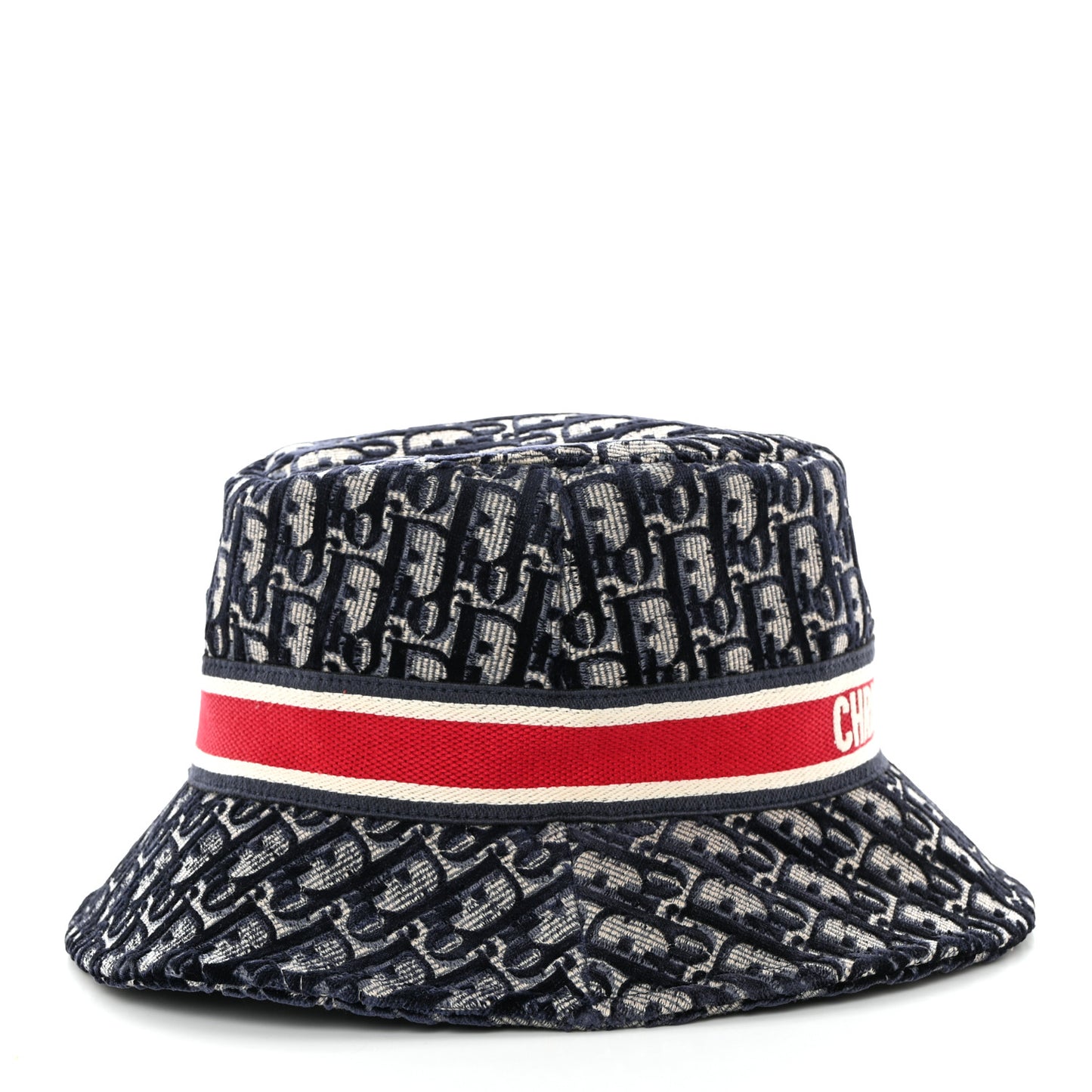 Velvet Oblique Large Brim Bucket Hat 58 Bleu Red