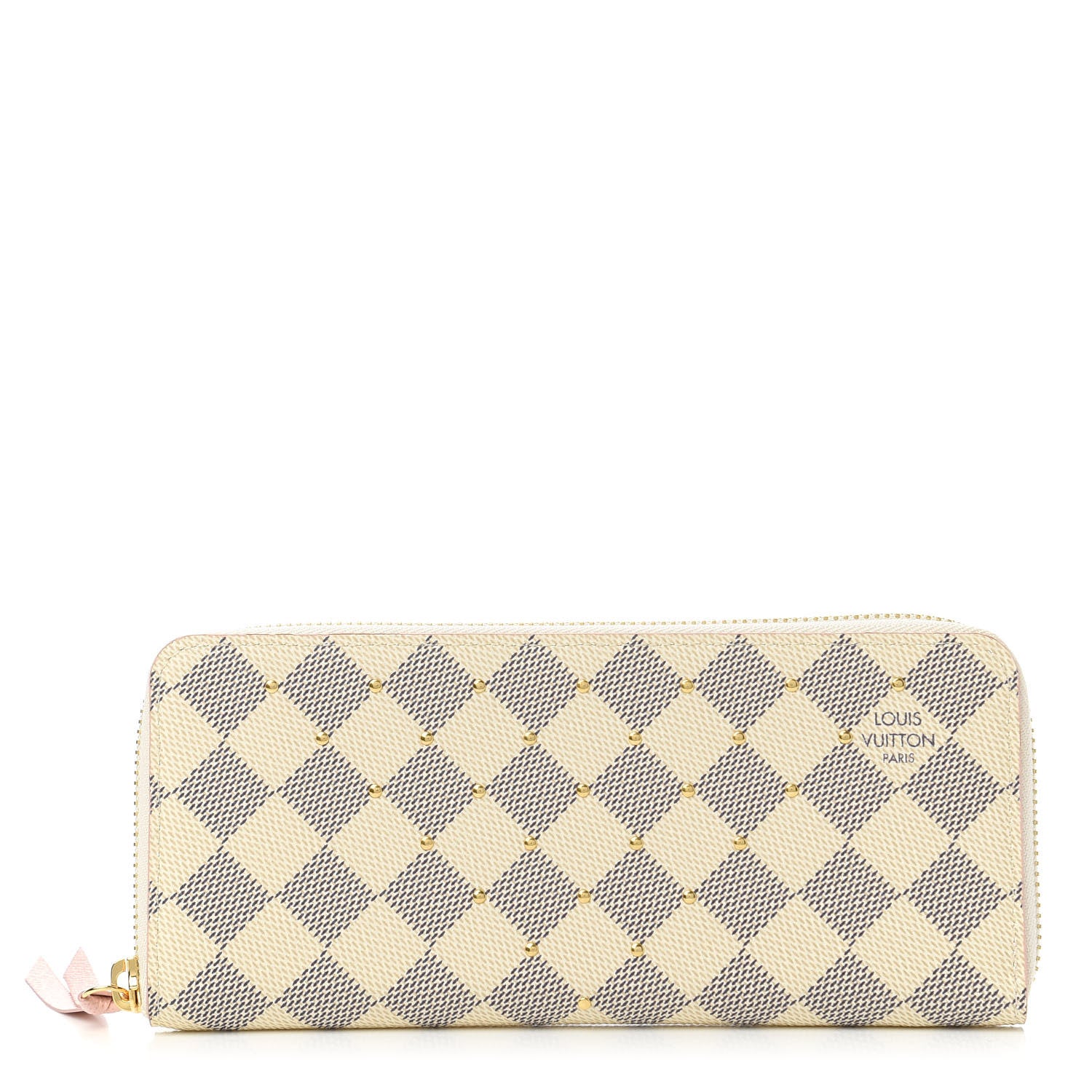 Louis Vuitton Damier Azur Studded Clemence Wallet Rose Ballerine 1 of 10
