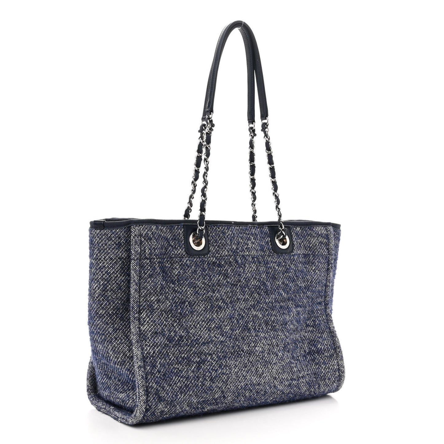 Mixed Fibers Calfskin Small Deauville Tote Blue