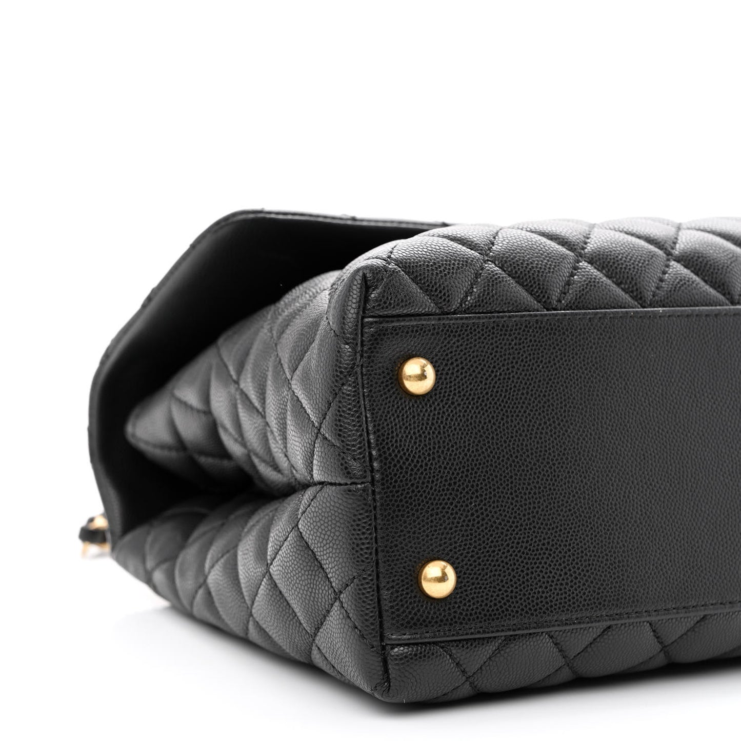 Caviar Lizard Quilted Medium Coco Handle Flap Black