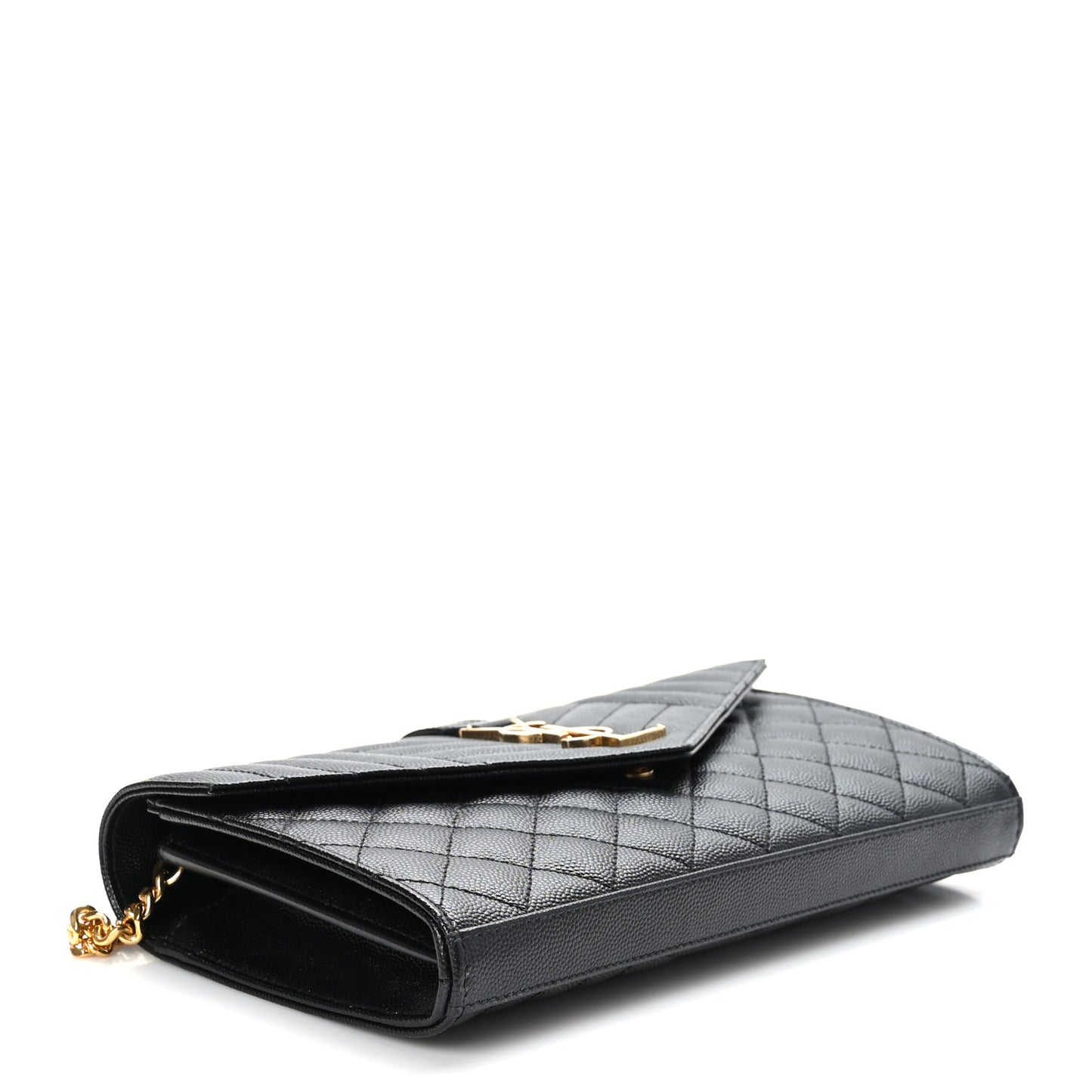 Grain De Poudre Mixed Matelasse Triquilt Monogram Chain Wallet Black