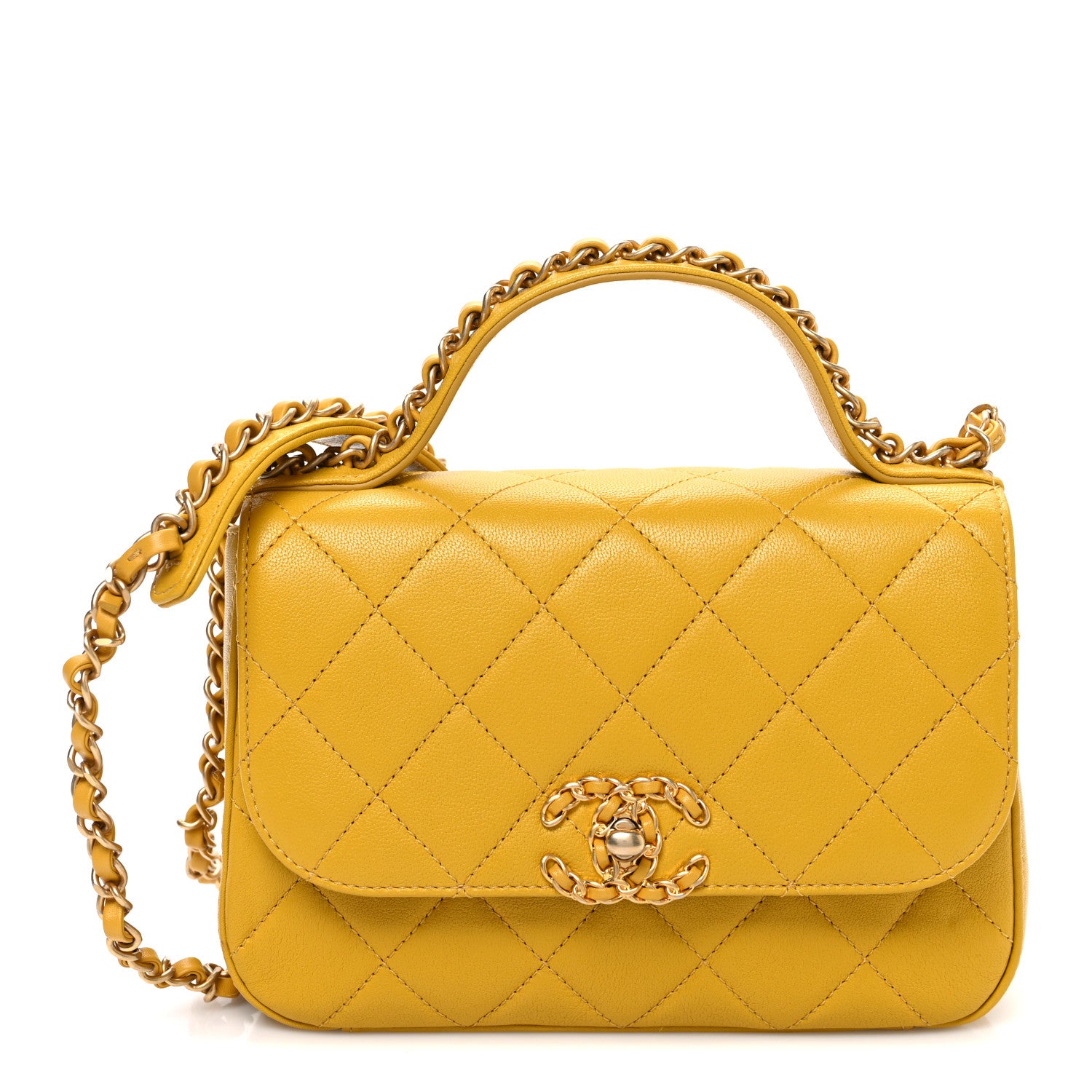 Chanel Lambskin Quilted Small Chain Infinity Top Handle Flap