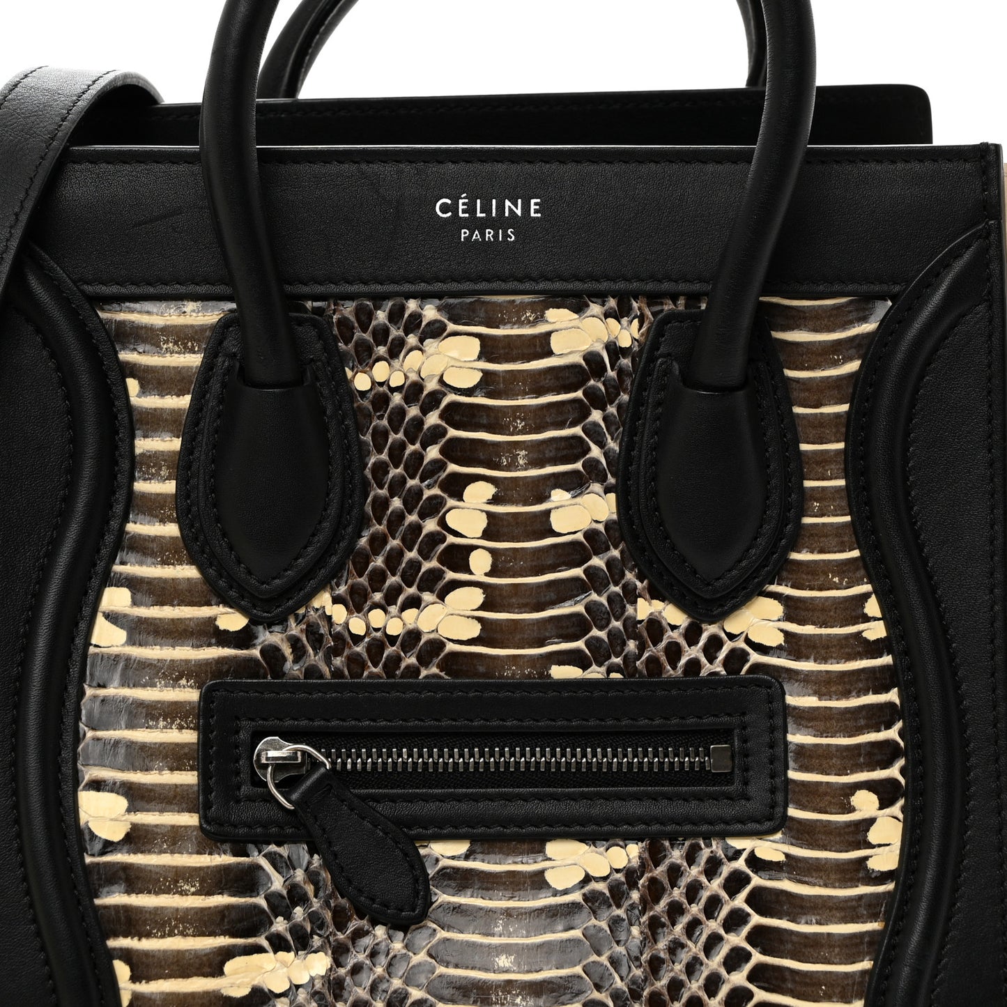Watersnake Calfskin Nano Tri-Color Luggage Black