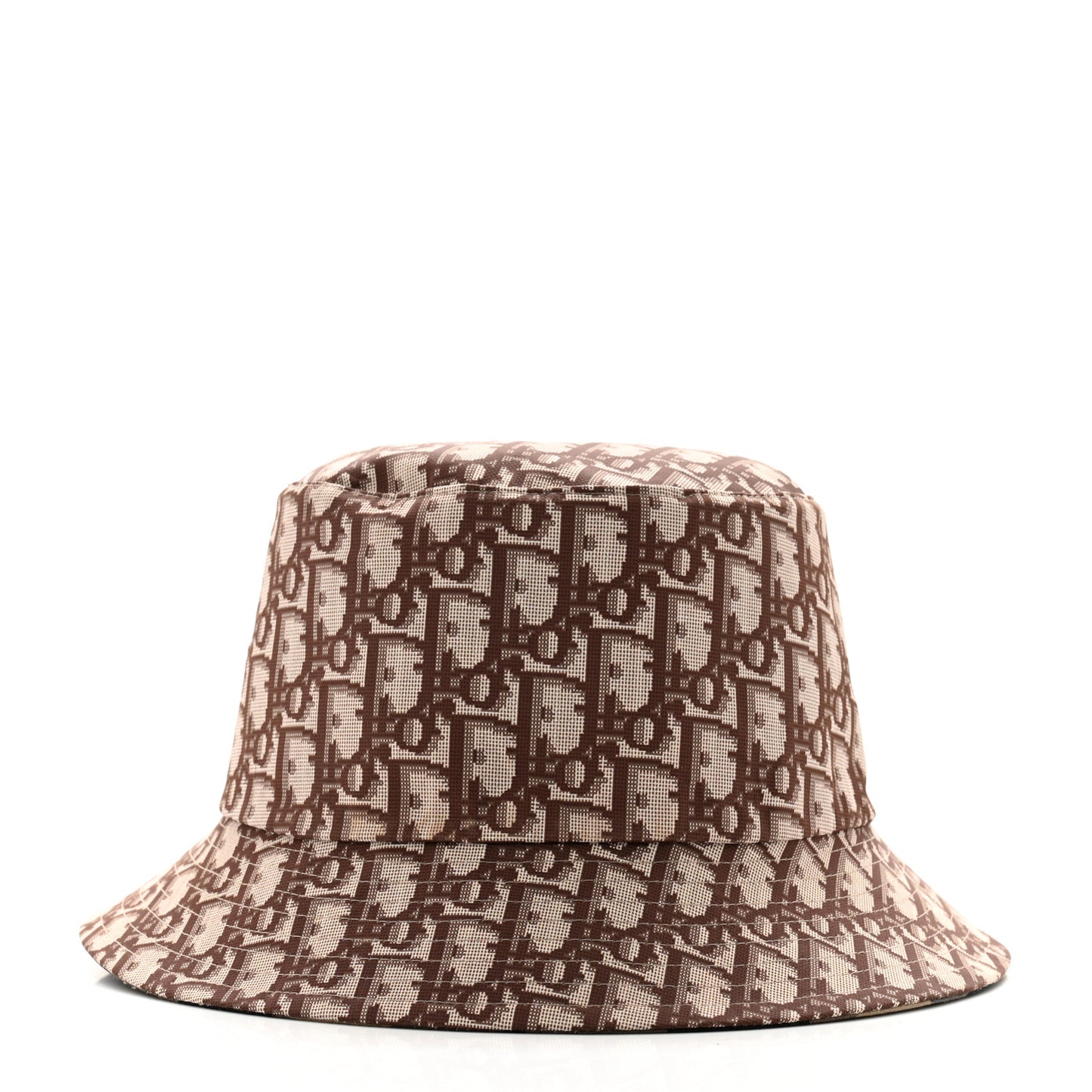Polyester Cotton Gingham Oblique Reversible Bucket Hat 57 Beige