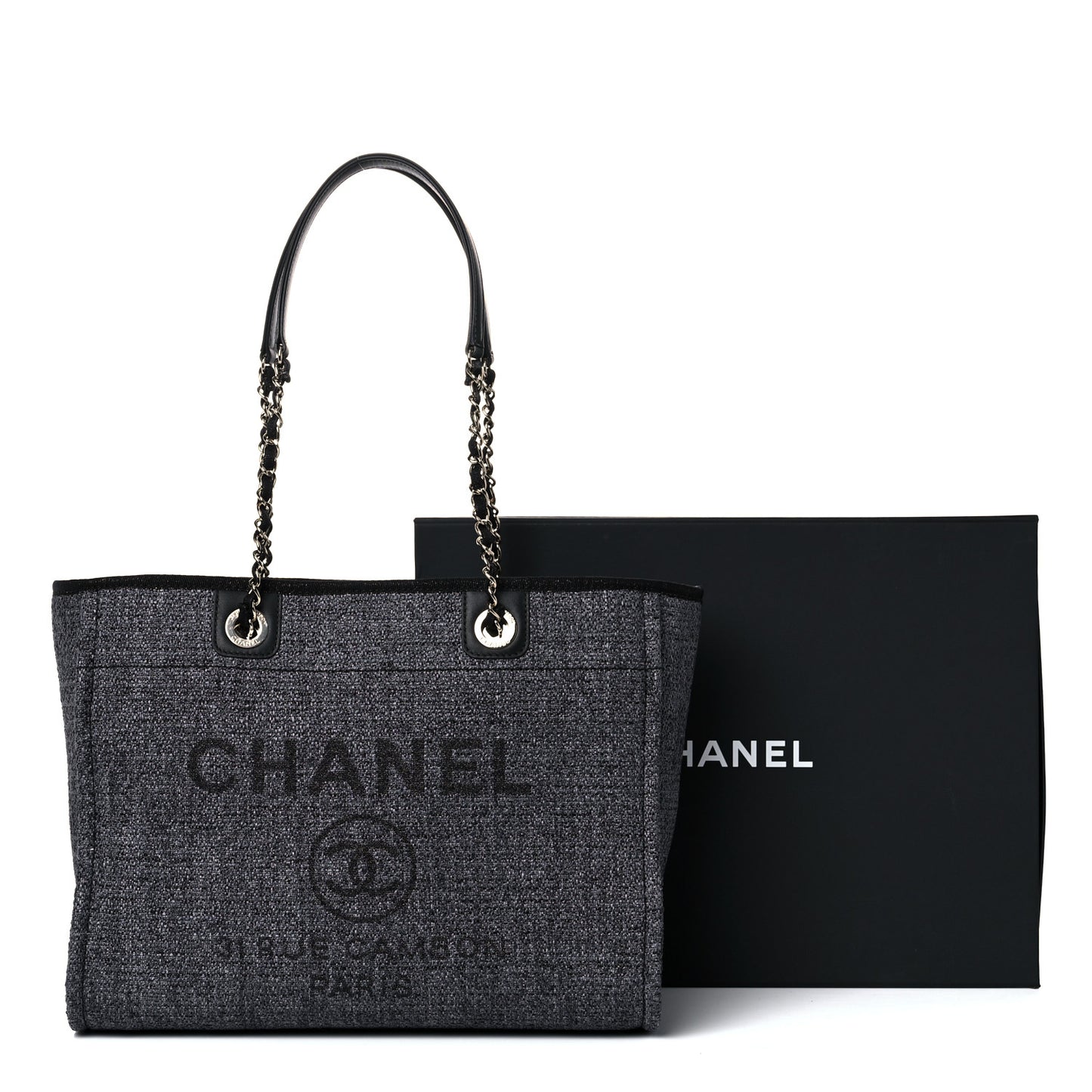 Lurex Boucle Small Deauville Tote Black
